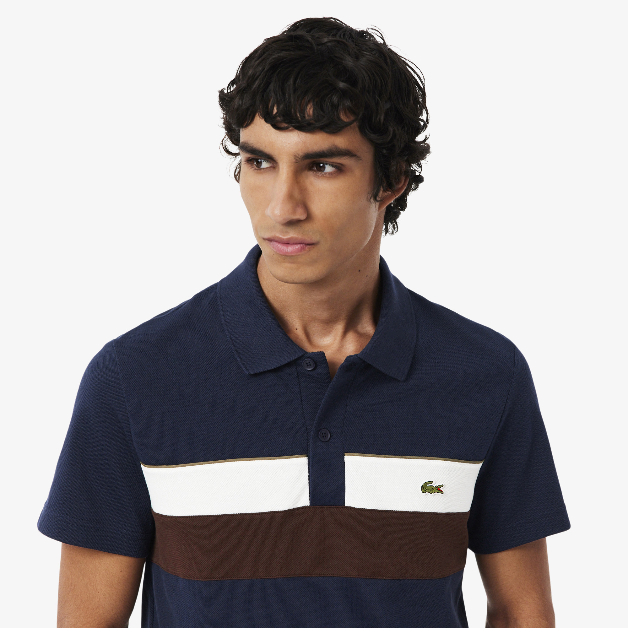 Áo Polo Lacoste Nam Dáng Suông Petit Piqué Họa Tiết Colour-Block