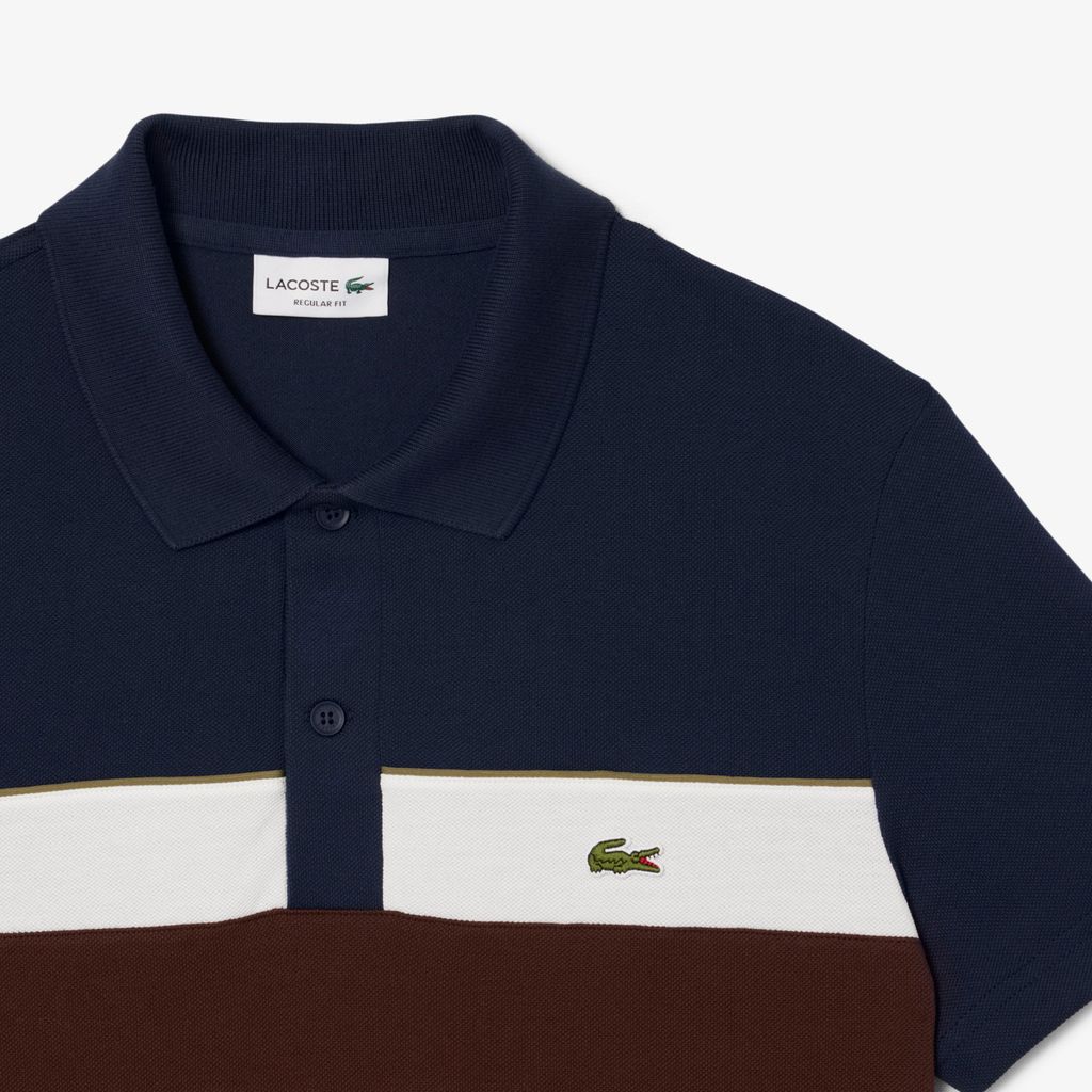 Áo Polo Lacoste Nam Dáng Suông Petit Piqué Họa Tiết Colour-Block