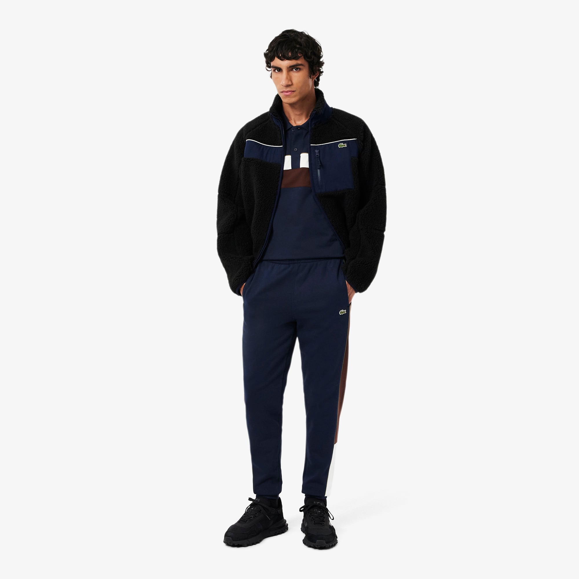 Áo Polo Lacoste Nam Dáng Suông Petit Piqué Họa Tiết Colour-Block