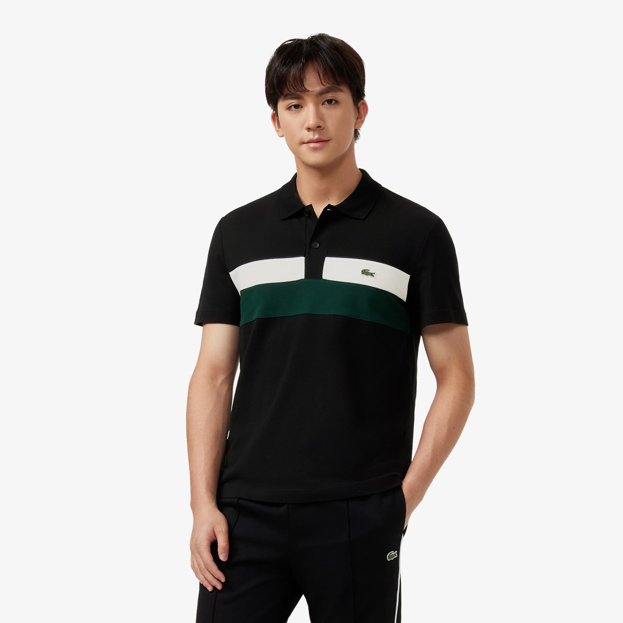 Áo Polo Lacoste Nam Dáng Suông Petit Piqué Họa Tiết Colour-Block
