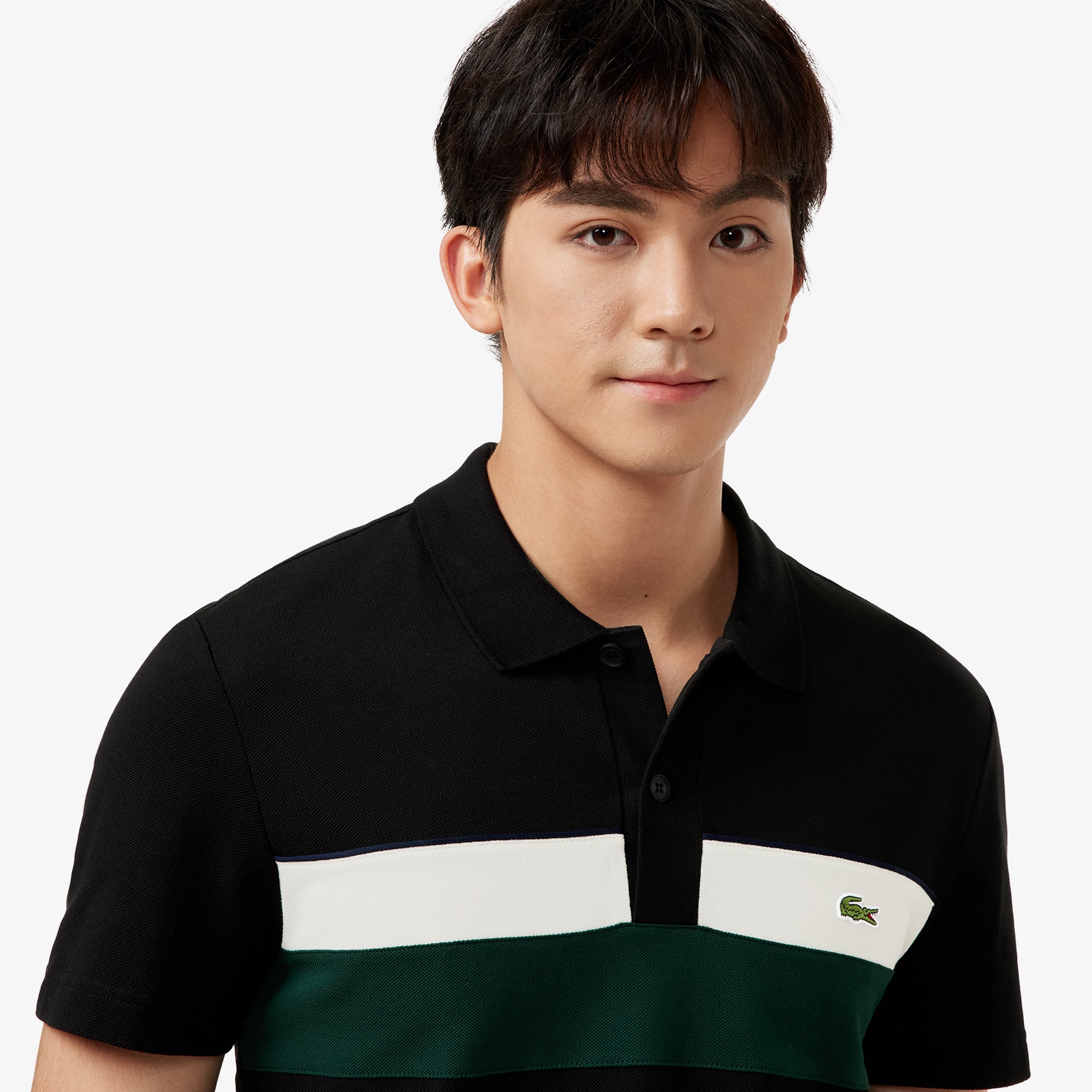 Áo Polo Lacoste Nam Dáng Suông Petit Piqué Họa Tiết Colour-Block