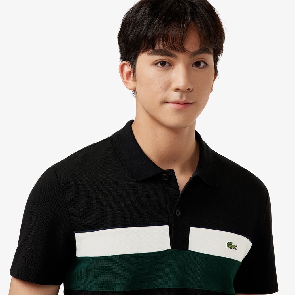 Áo Polo Lacoste Nam Dáng Suông Petit Piqué Họa Tiết Colour-Block