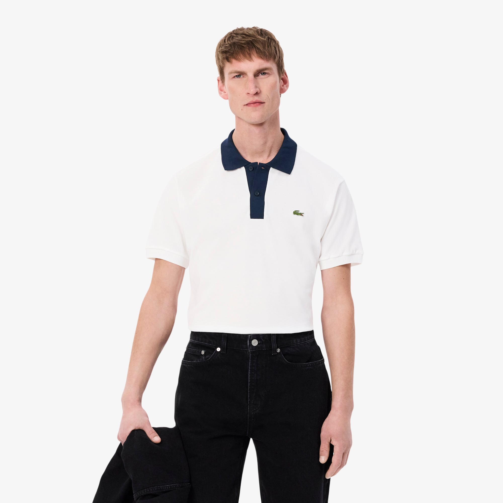 Áo Polo Lacoste Nam L.12.12 Dáng Cổ Điển Có Cổ Phối Màu