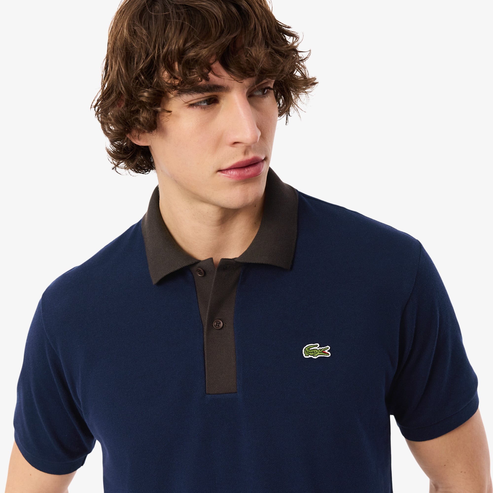 Áo Polo Lacoste Nam L.12.12 Dáng Cổ Điển Có Cổ Phối Màu