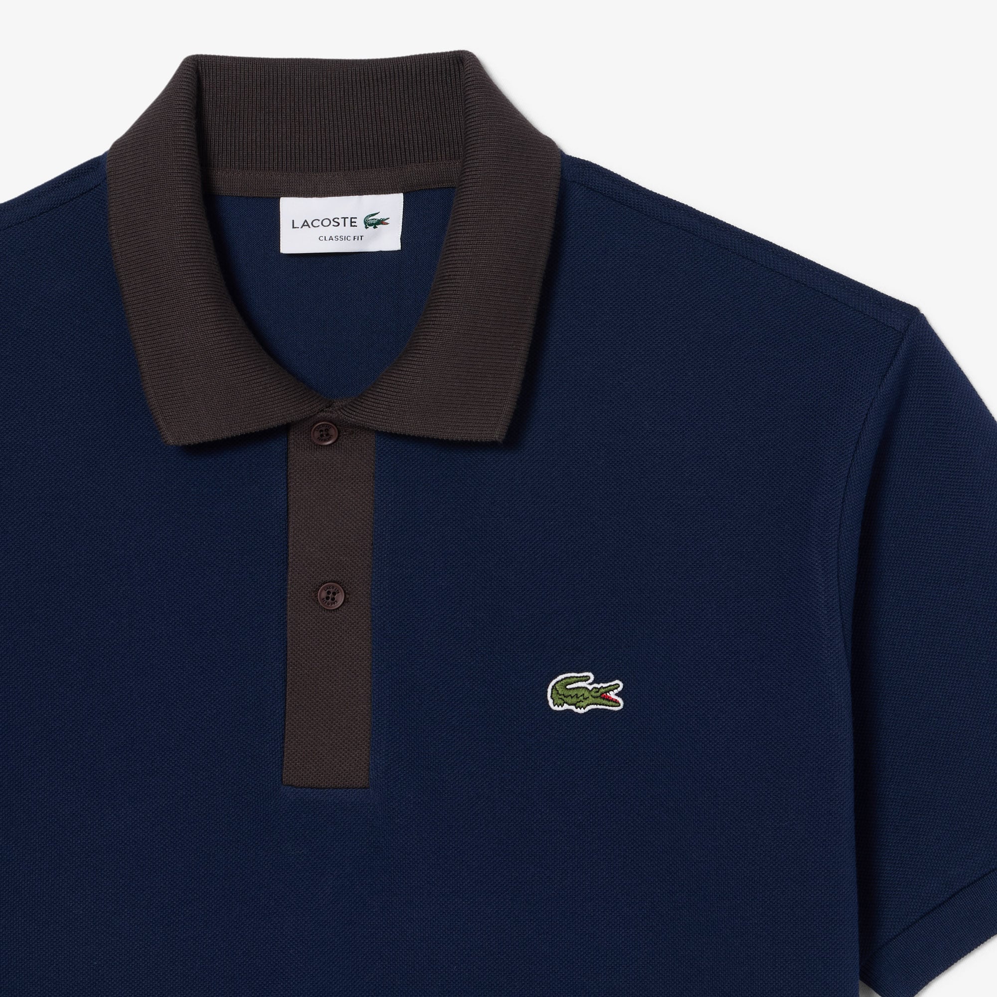 Áo Polo Lacoste Nam L.12.12 Dáng Cổ Điển Có Cổ Phối Màu