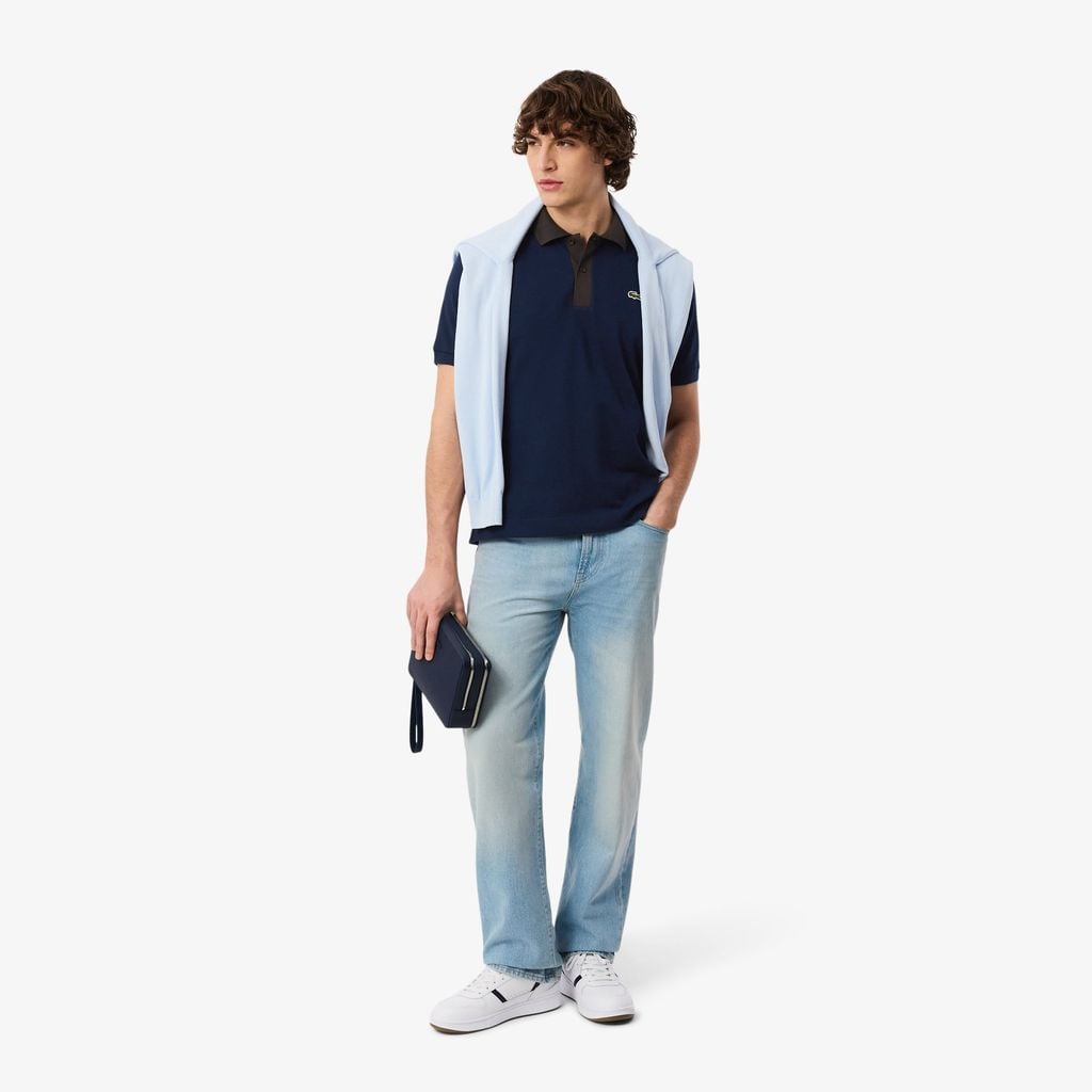 Áo Polo Lacoste Nam L.12.12 Dáng Cổ Điển Có Cổ Phối Màu