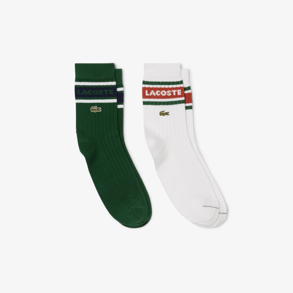 Bộ 2 Đôi Tất Lacoste Unisex Chất Liệu Cotton Gân