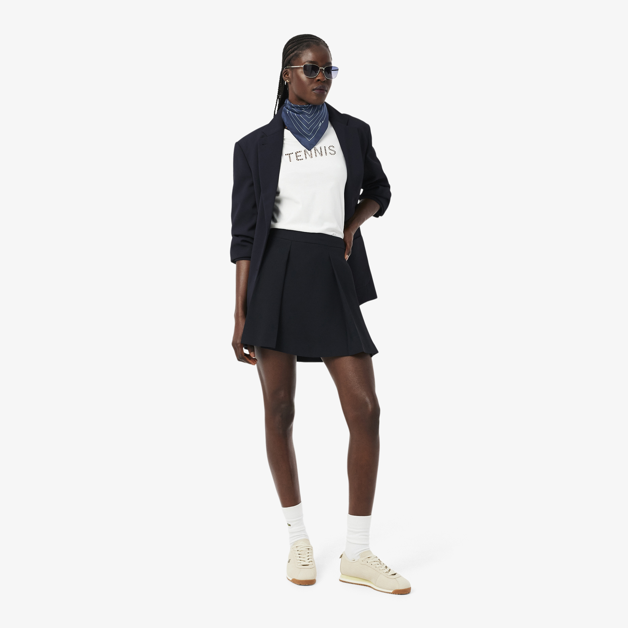 Khăn Choàng Lacoste Nữ Chất Liệu Satin In Hình Cá Sấu