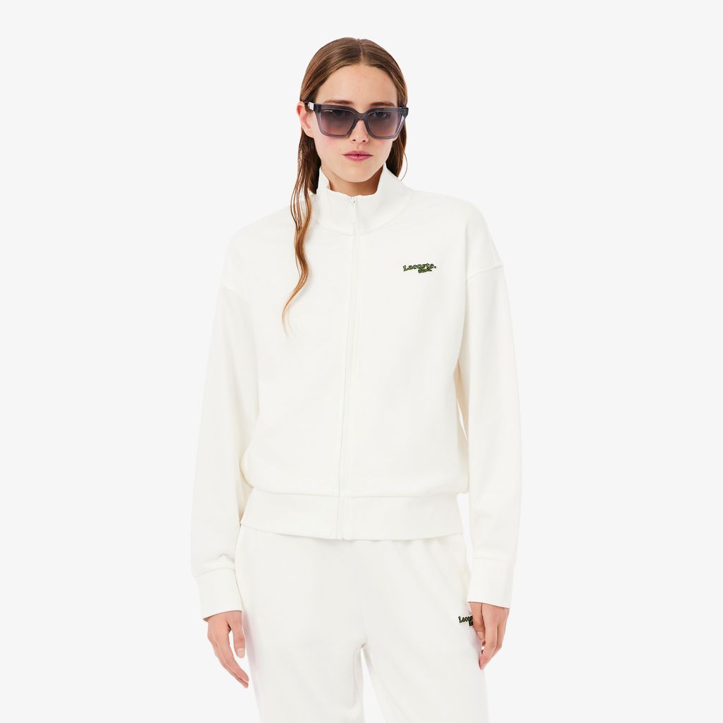 Áo Nỉ Lacoste Nữ Dáng Rộng Có Khóa Kéo Phù Hiệu