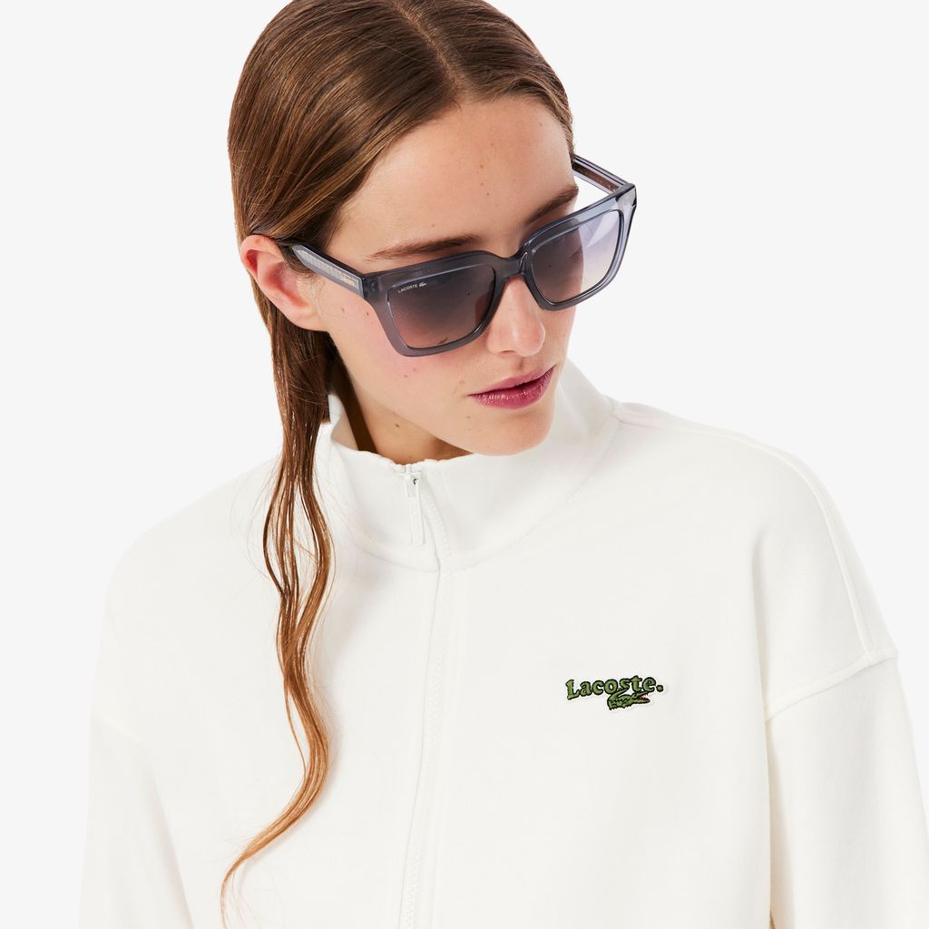 Áo Nỉ Lacoste Nữ Dáng Rộng Có Khóa Kéo Phù Hiệu