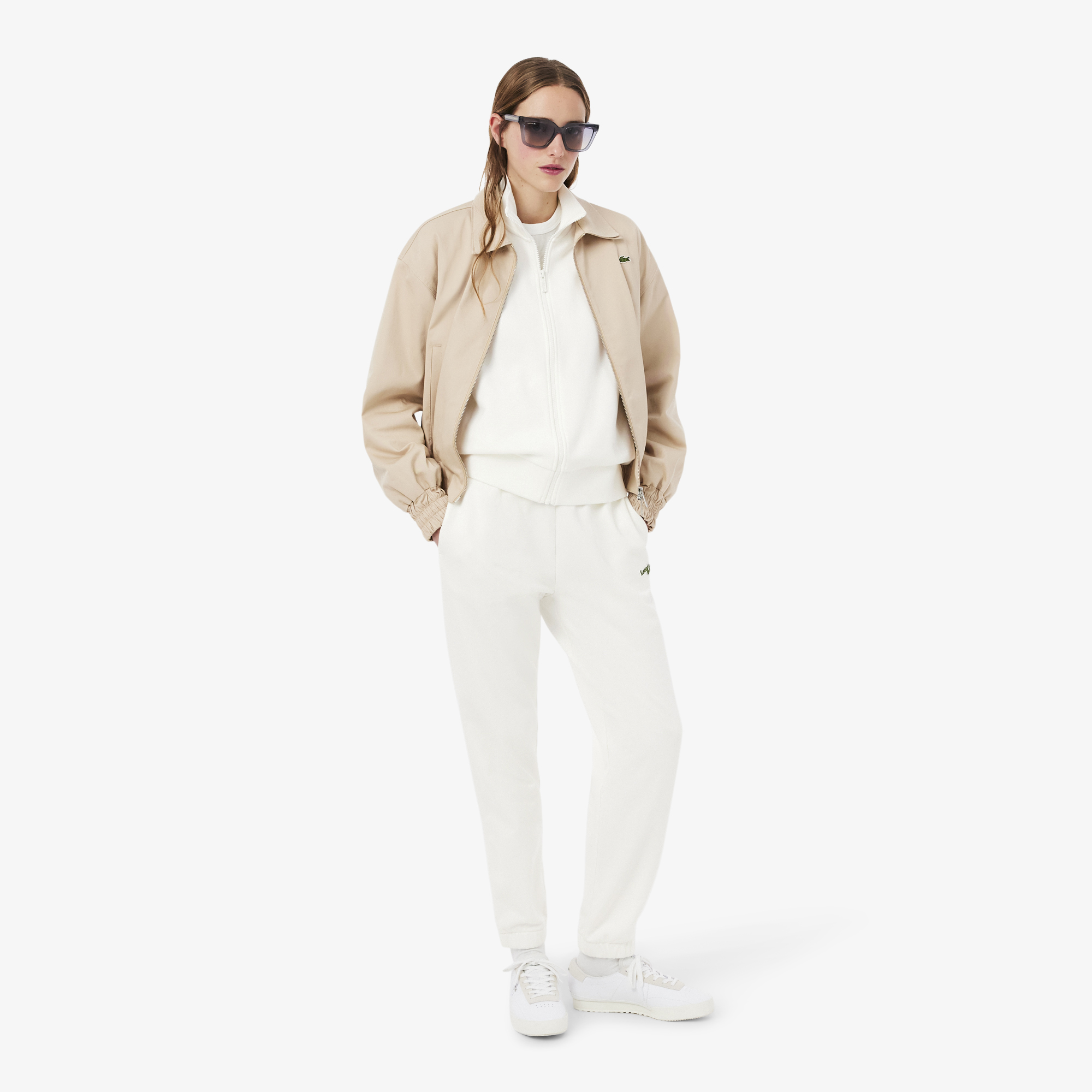Áo Nỉ Lacoste Nữ Dáng Rộng Có Khóa Kéo Phù Hiệu