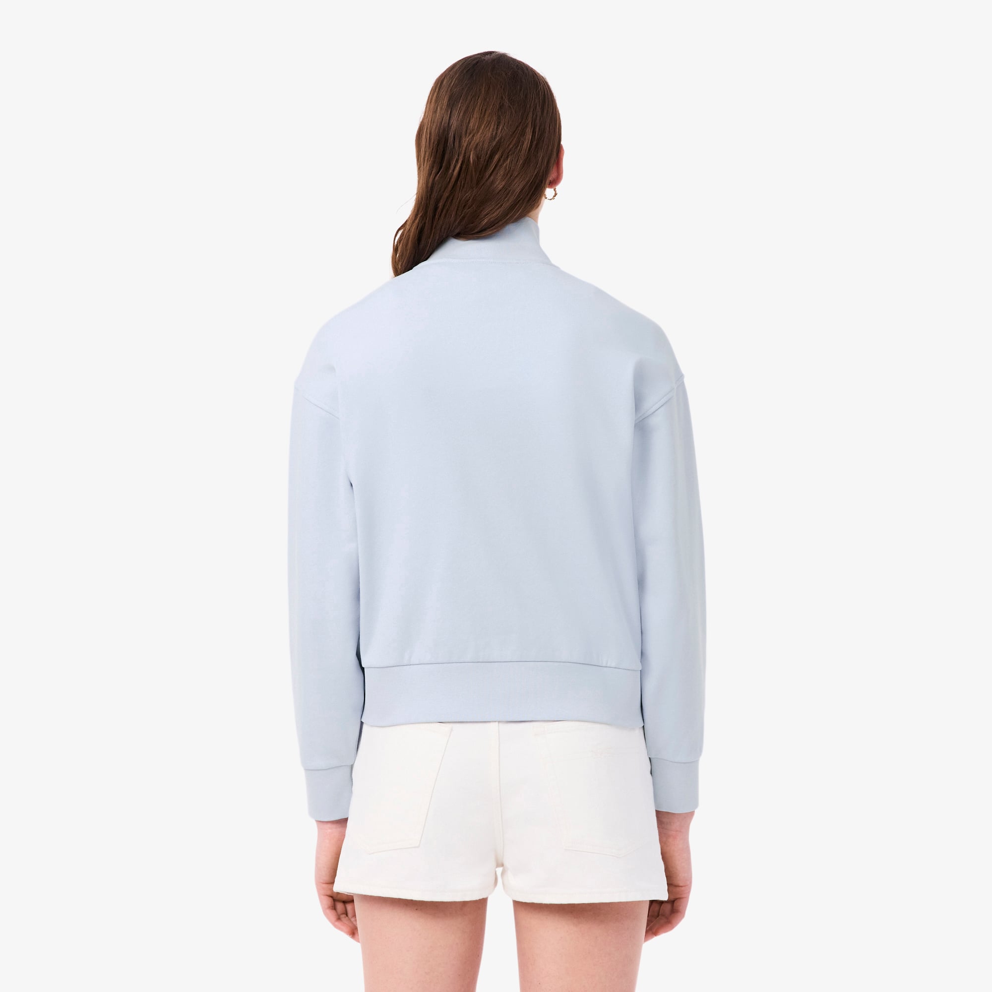 Áo Nỉ Lacoste Nữ Dáng Rộng Có Khóa Kéo Phù Hiệu