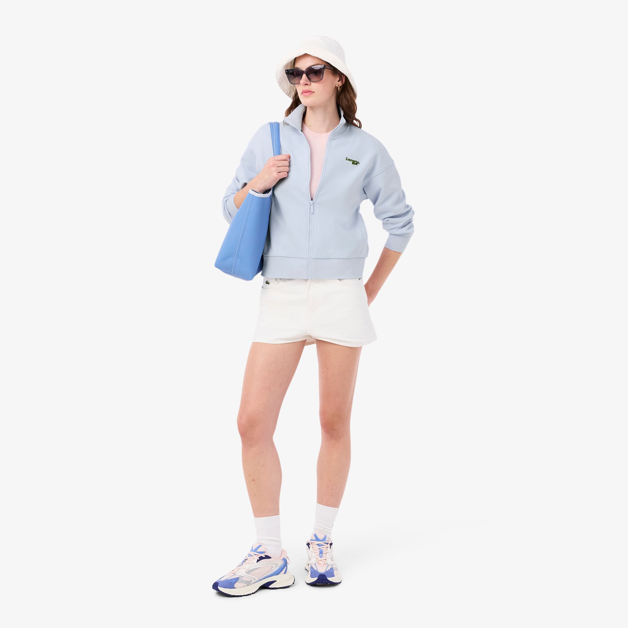 Áo Nỉ Lacoste Nữ Dáng Rộng Có Khóa Kéo Phù Hiệu