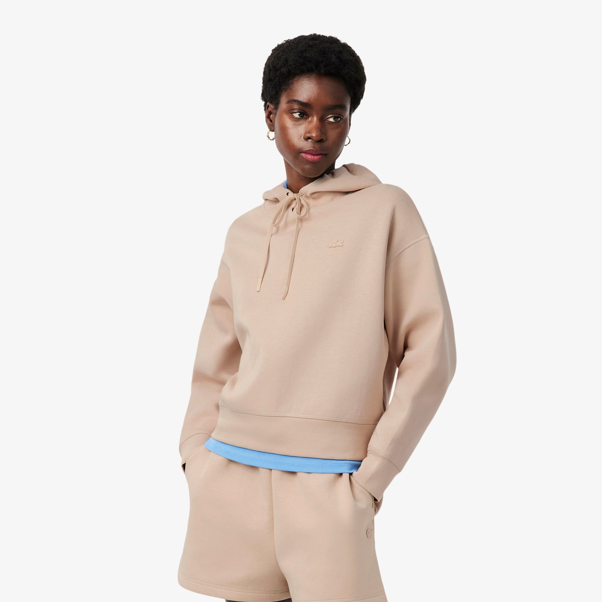 Áo Hoodie Lacoste Nữ Dáng Oversize Có Thể Điều Chỉnh