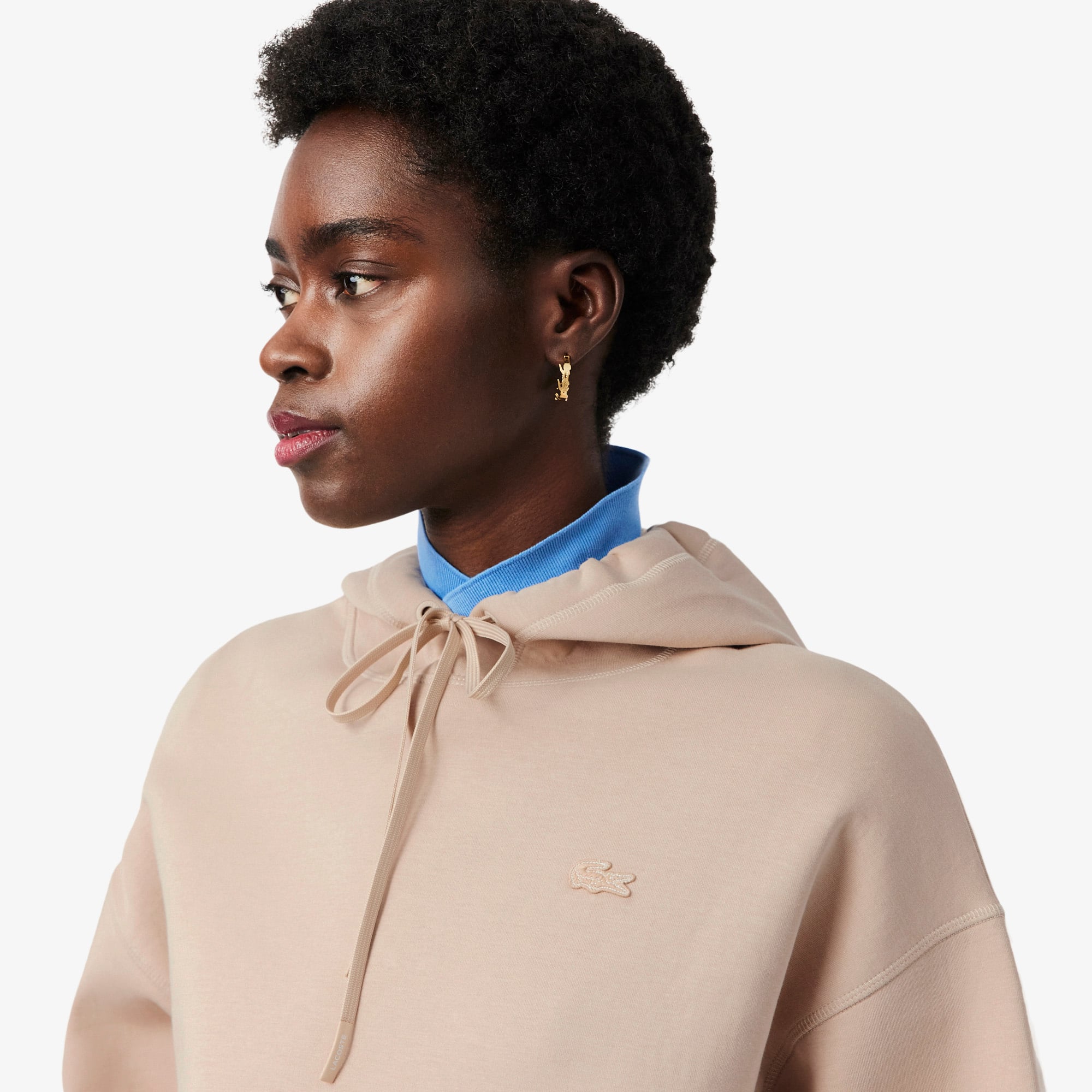 Áo Hoodie Lacoste Nữ Dáng Oversize Có Thể Điều Chỉnh