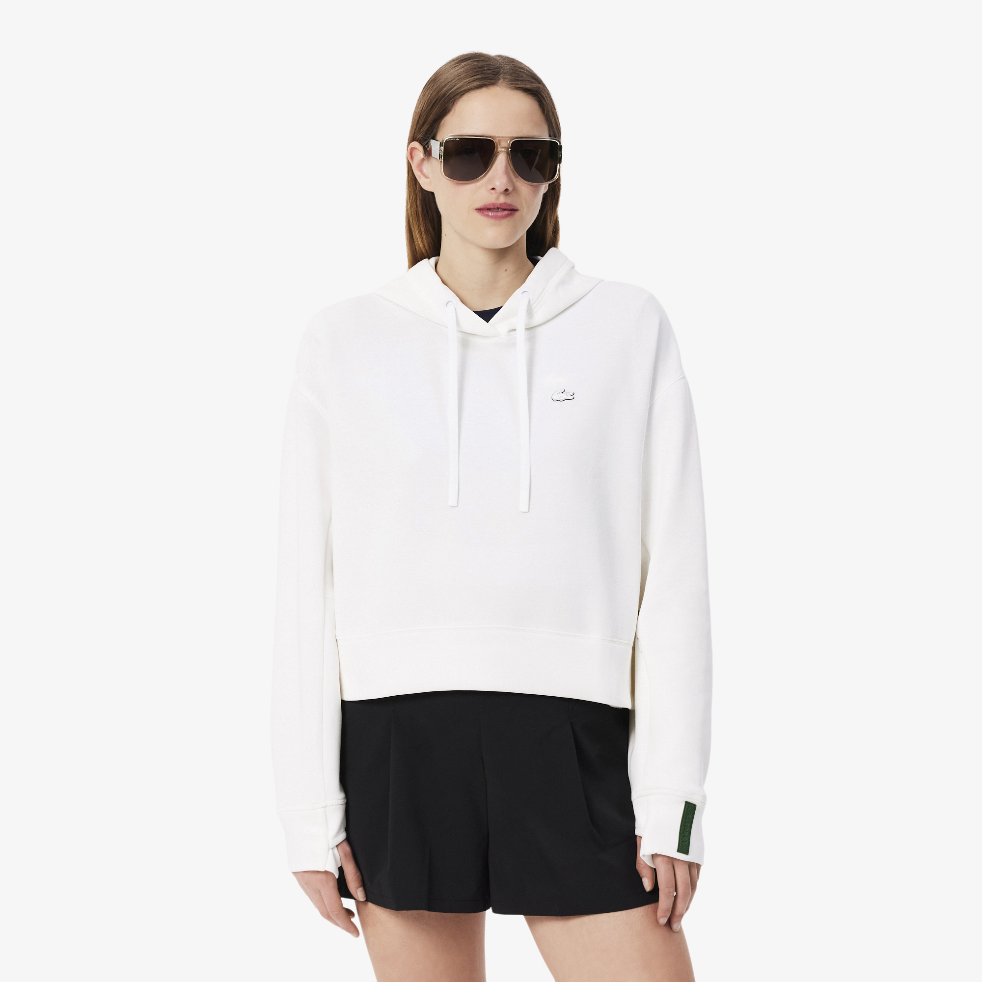 Áo Hoodie Lacoste Nữ Dáng Ngắn Chất Liệu Cotton