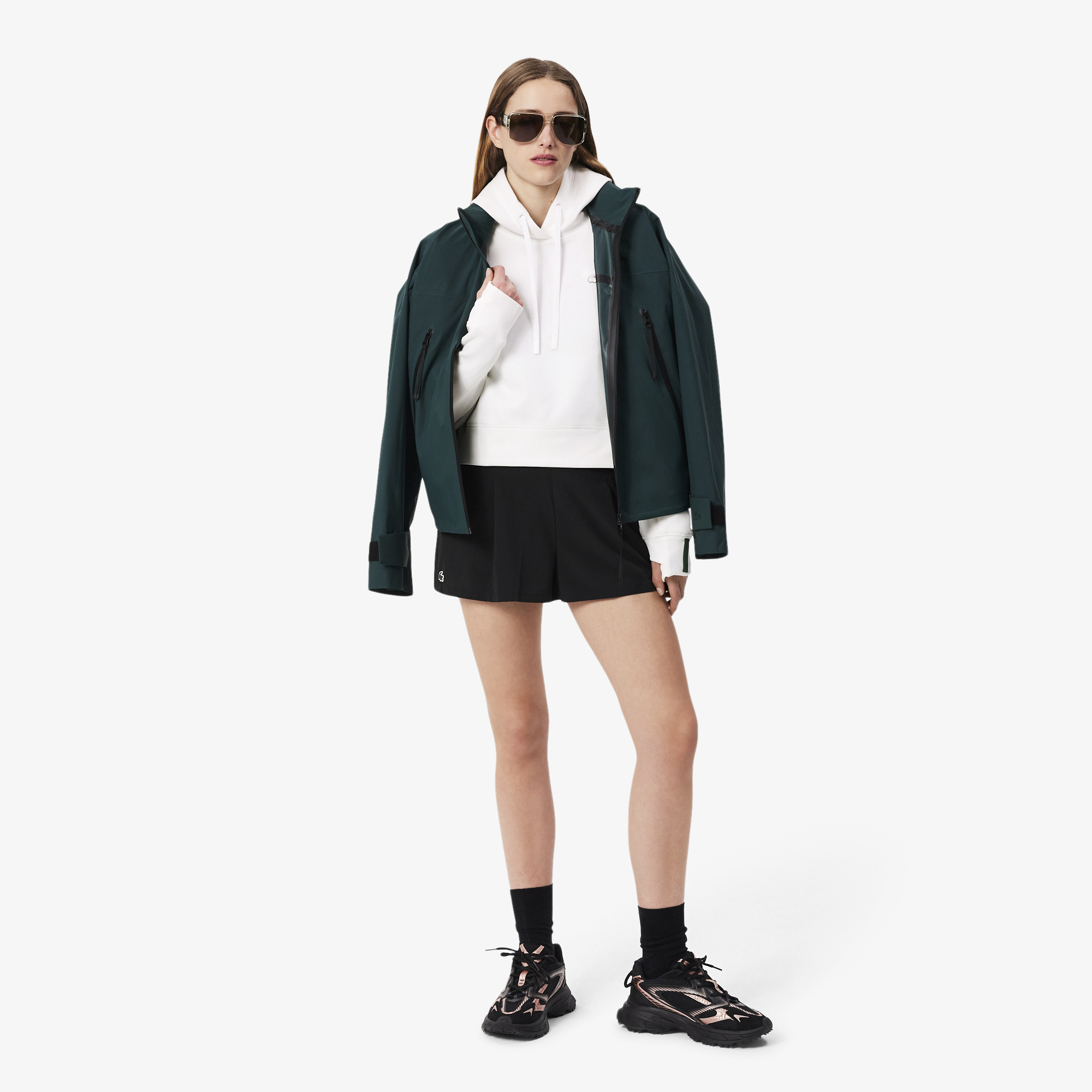 Áo Hoodie Lacoste Nữ Dáng Ngắn Chất Liệu Cotton