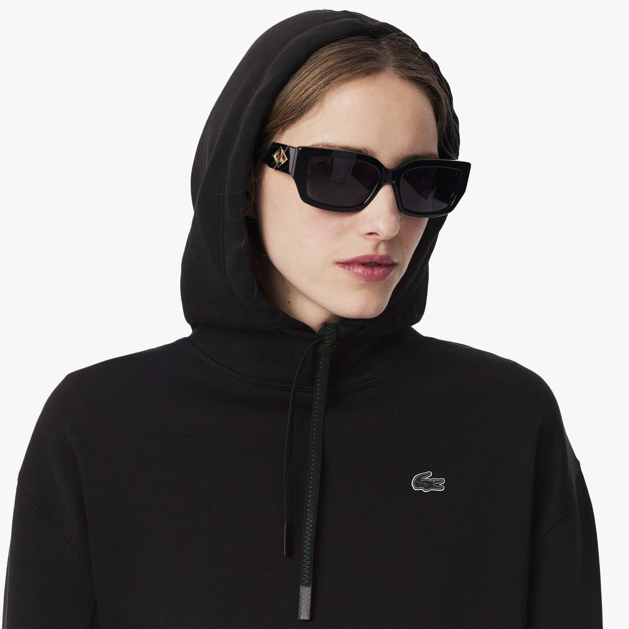 Áo Hoodie Lacoste Nữ Dáng Ngắn Chất Liệu Cotton
