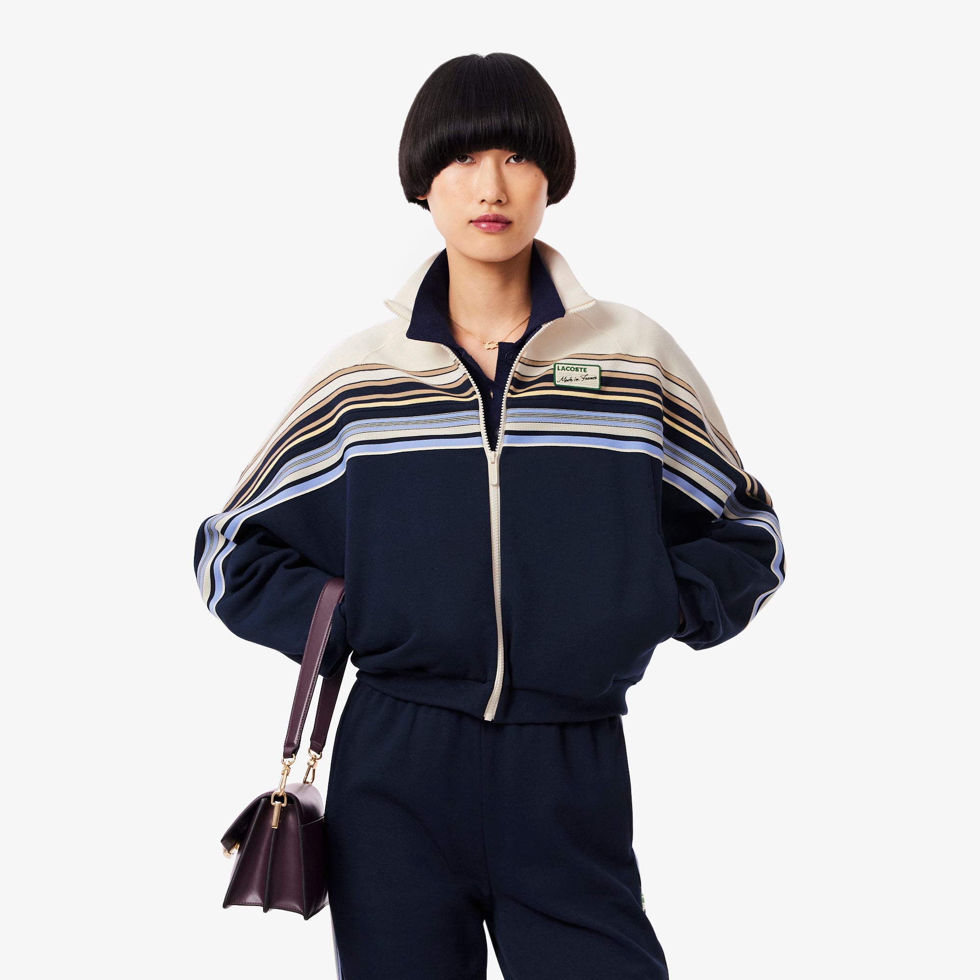 Áo Nỉ Lacoste Nữ Dáng Rộng Khóa Kéo Sản Xuất Tại Pháp