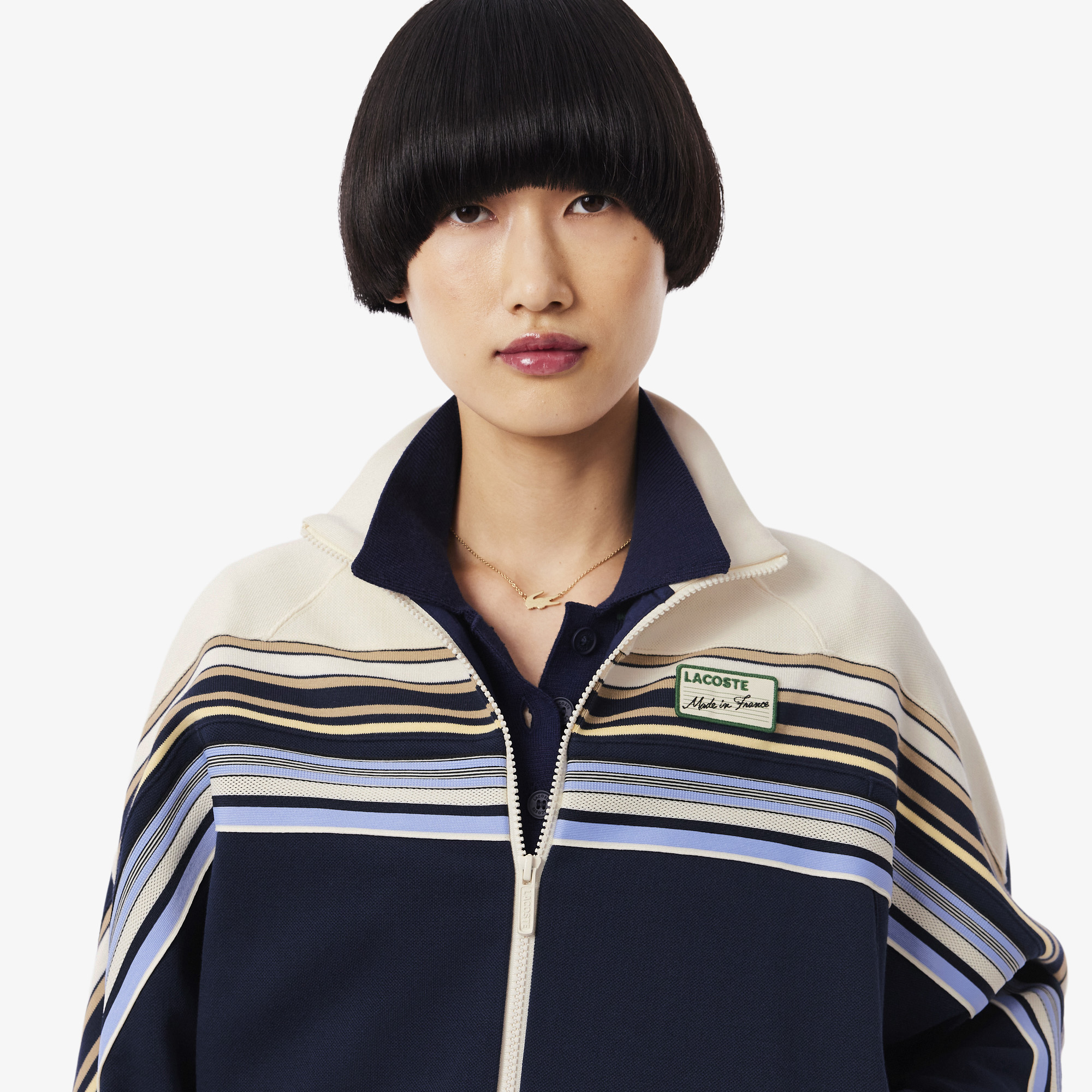 Áo Nỉ Lacoste Nữ Dáng Rộng Khóa Kéo Sản Xuất Tại Pháp