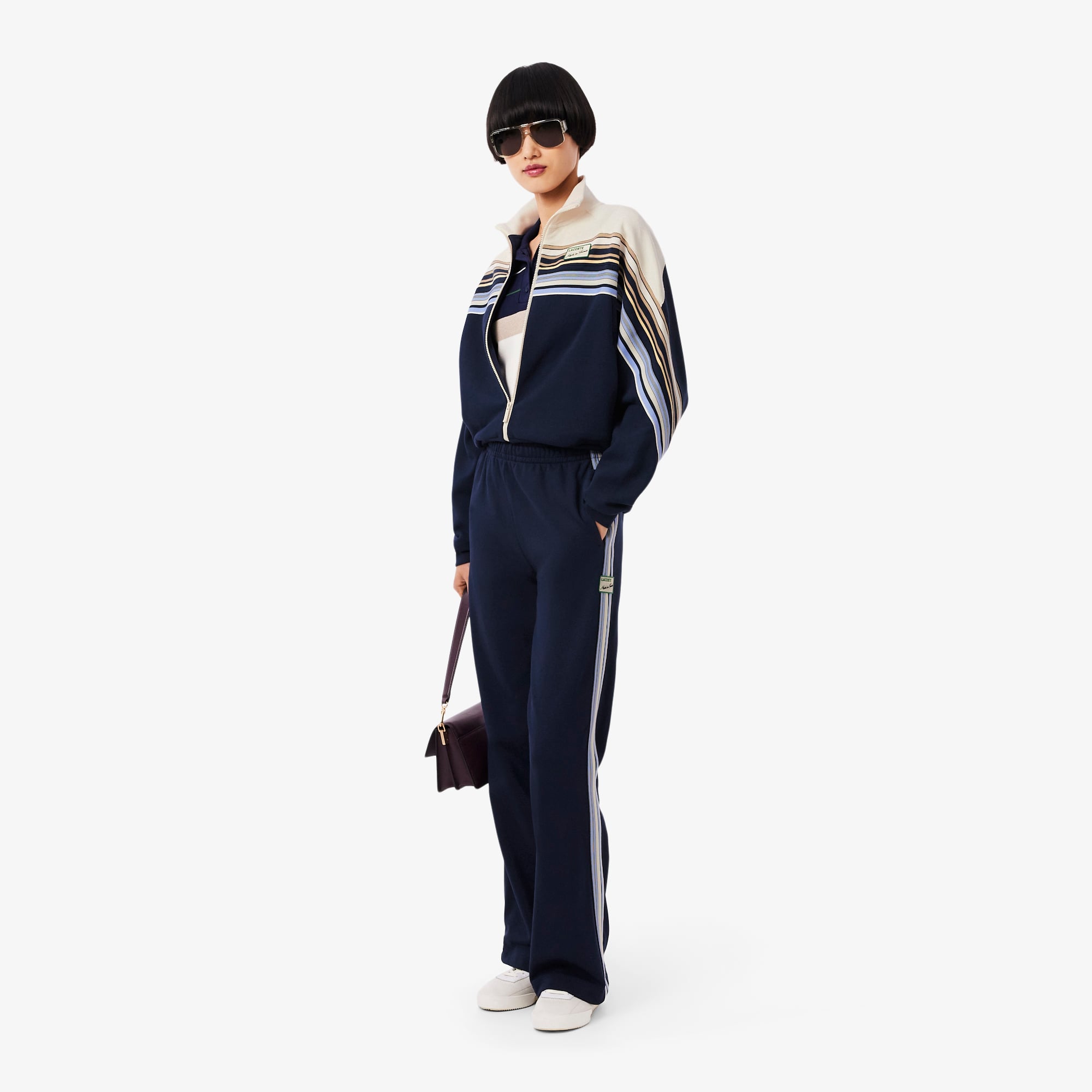 Áo Nỉ Lacoste Nữ Dáng Rộng Khóa Kéo Sản Xuất Tại Pháp