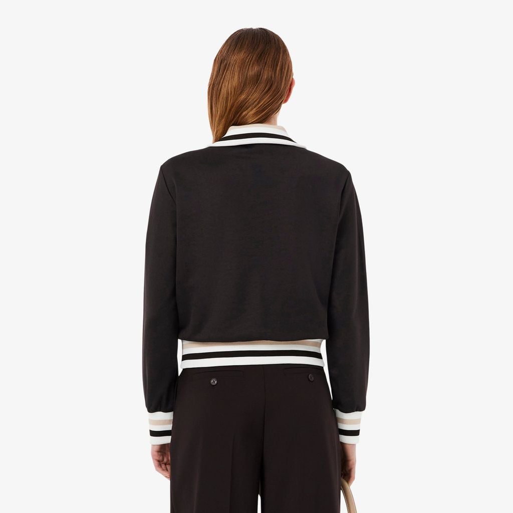 Áo Nỉ Lacoste Nữ Dáng Oversize Điểm Nhấn Kẻ Sọc Có Khóa Kéo