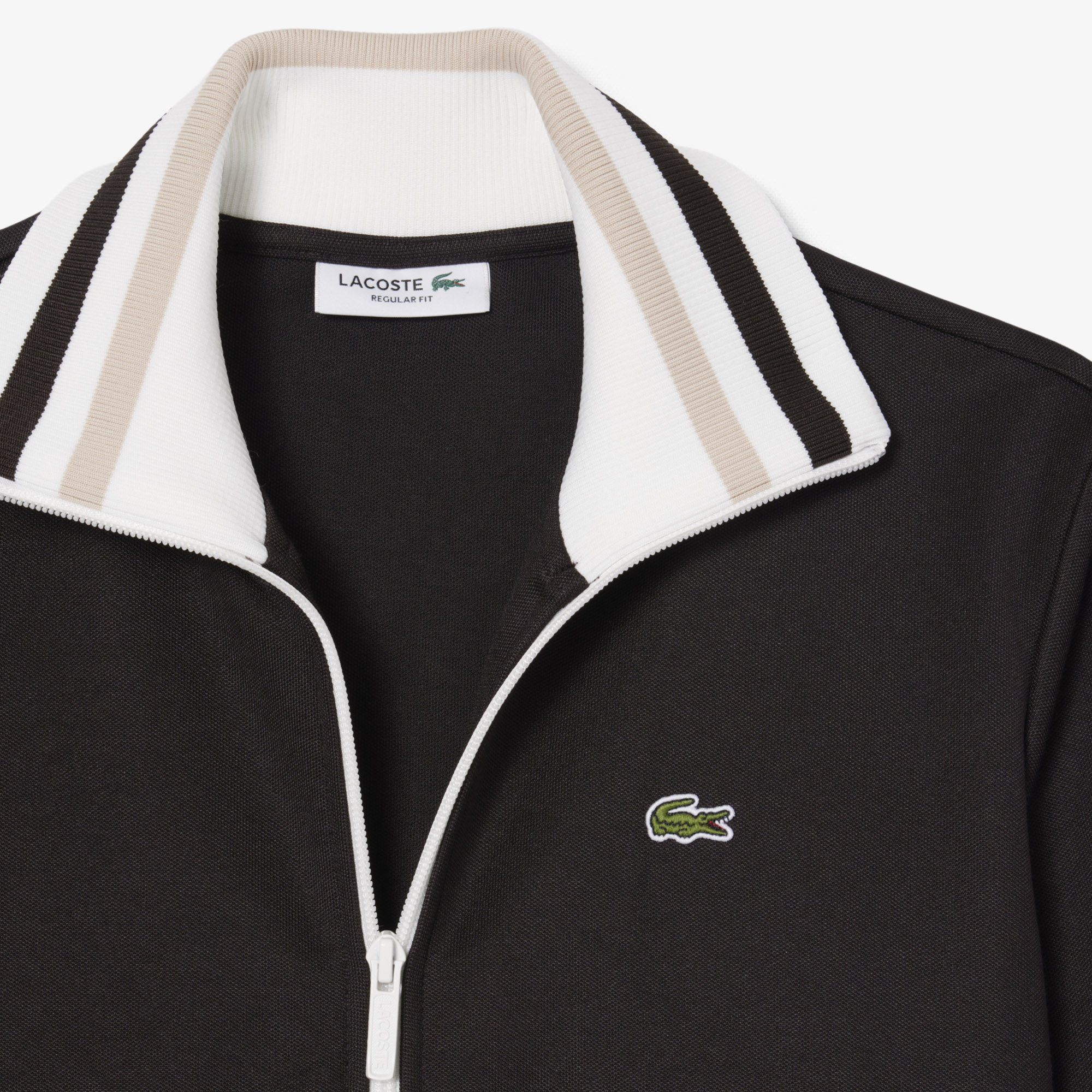 Áo Nỉ Lacoste Nữ Dáng Oversize Điểm Nhấn Kẻ Sọc Có Khóa Kéo