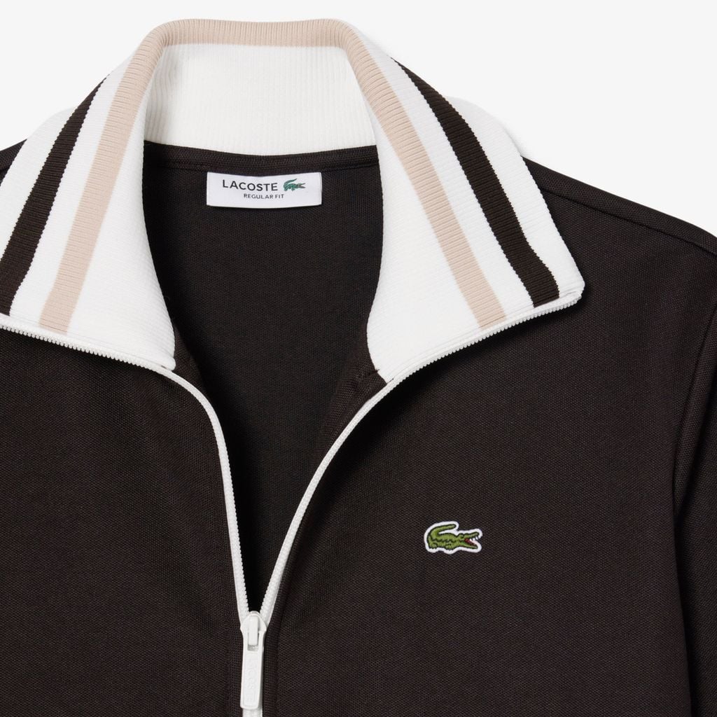 Áo Nỉ Lacoste Nữ Dáng Oversize Điểm Nhấn Kẻ Sọc Có Khóa Kéo