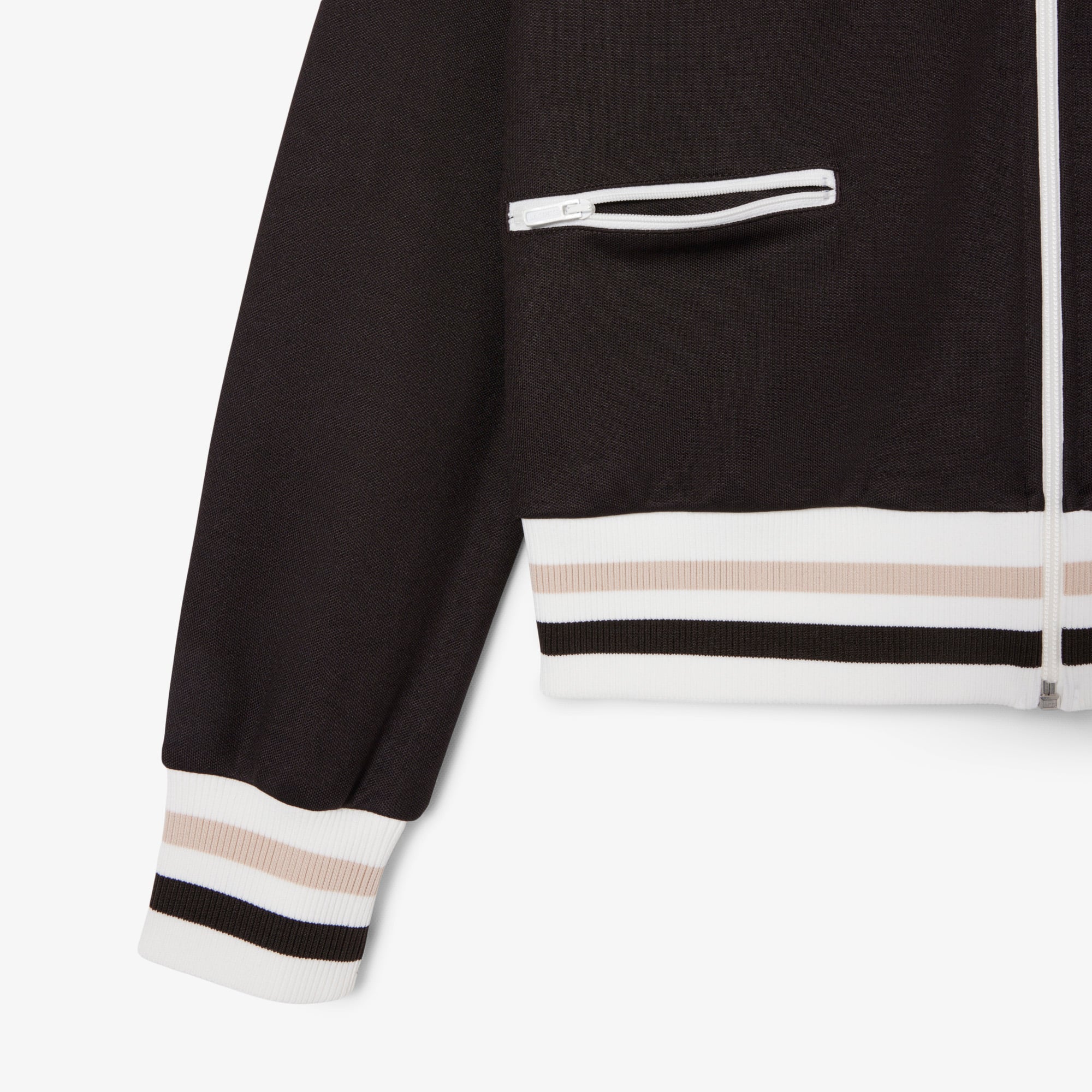 Áo Nỉ Lacoste Nữ Dáng Oversize Điểm Nhấn Kẻ Sọc Có Khóa Kéo