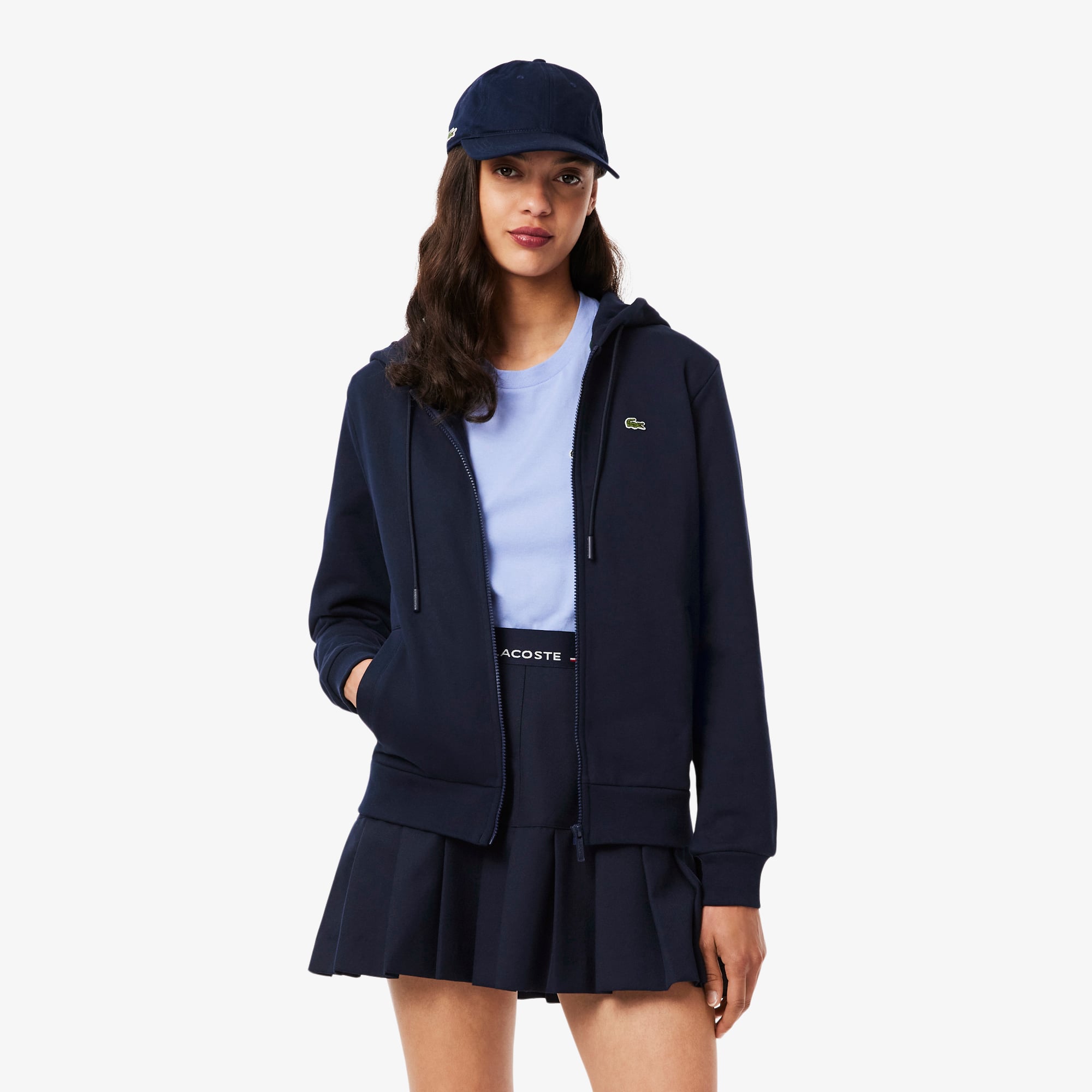 Áo Hoodie Lacoste Nữ Dáng Rộng Lông Cừu Có Khóa Kéo