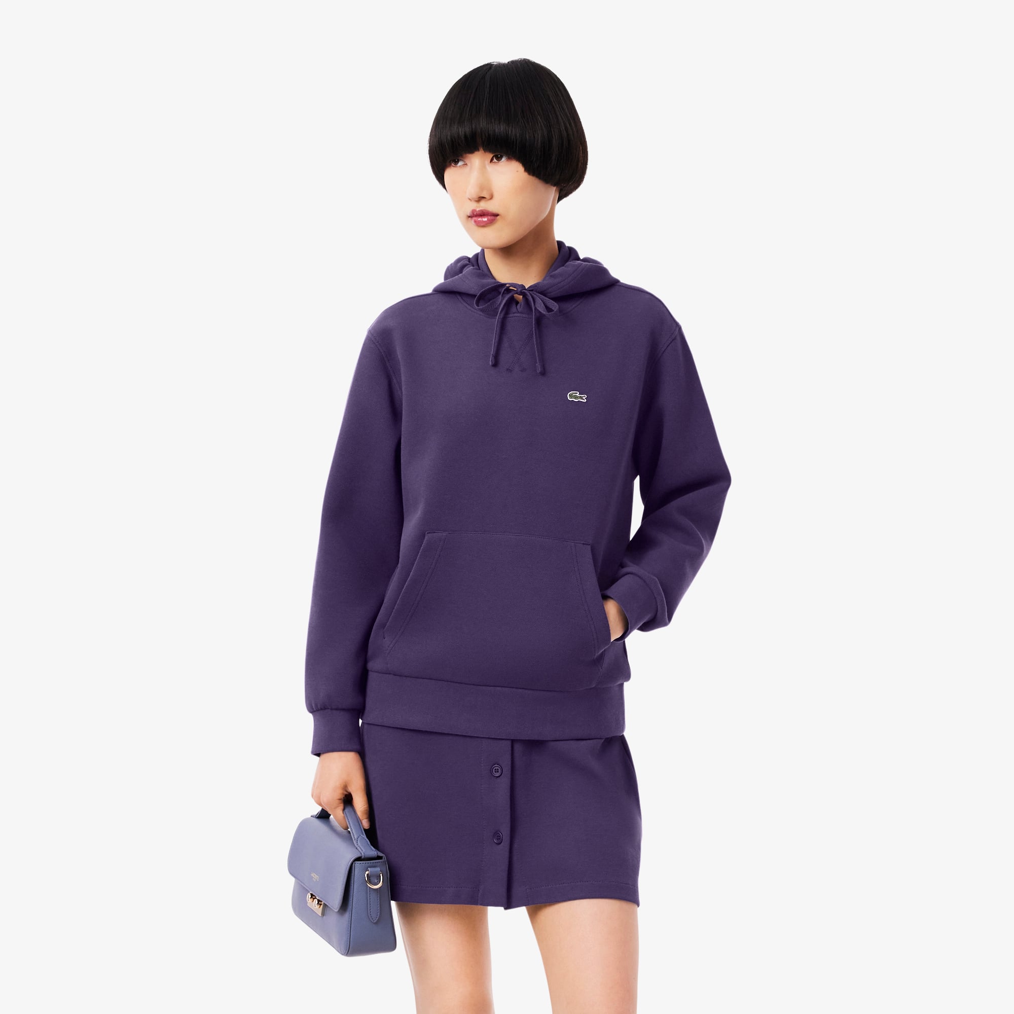 Áo Hoodie Lacoste Nữ Dáng Rộng Chất Liệu Piqué