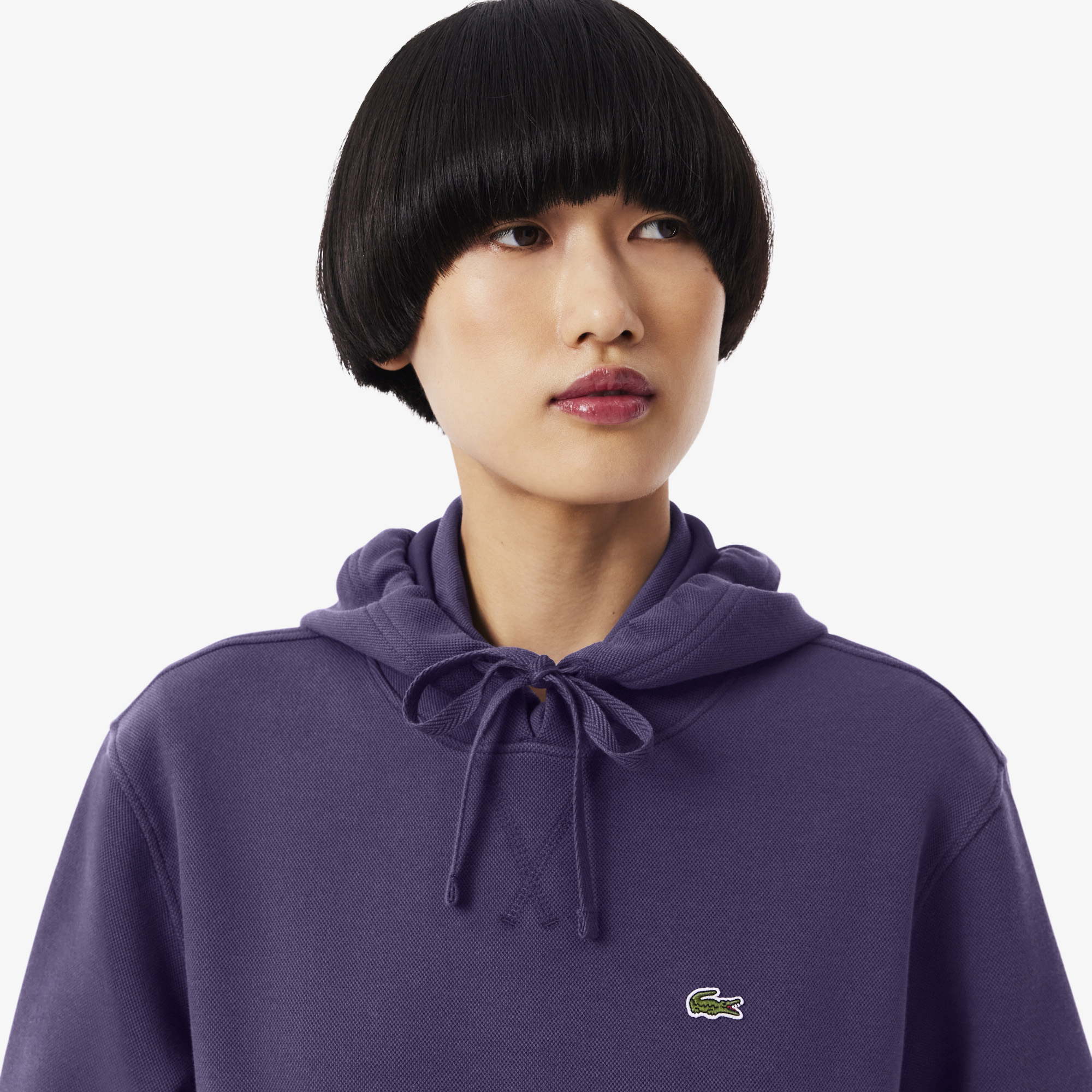 Áo Hoodie Lacoste Nữ Dáng Rộng Chất Liệu Piqué