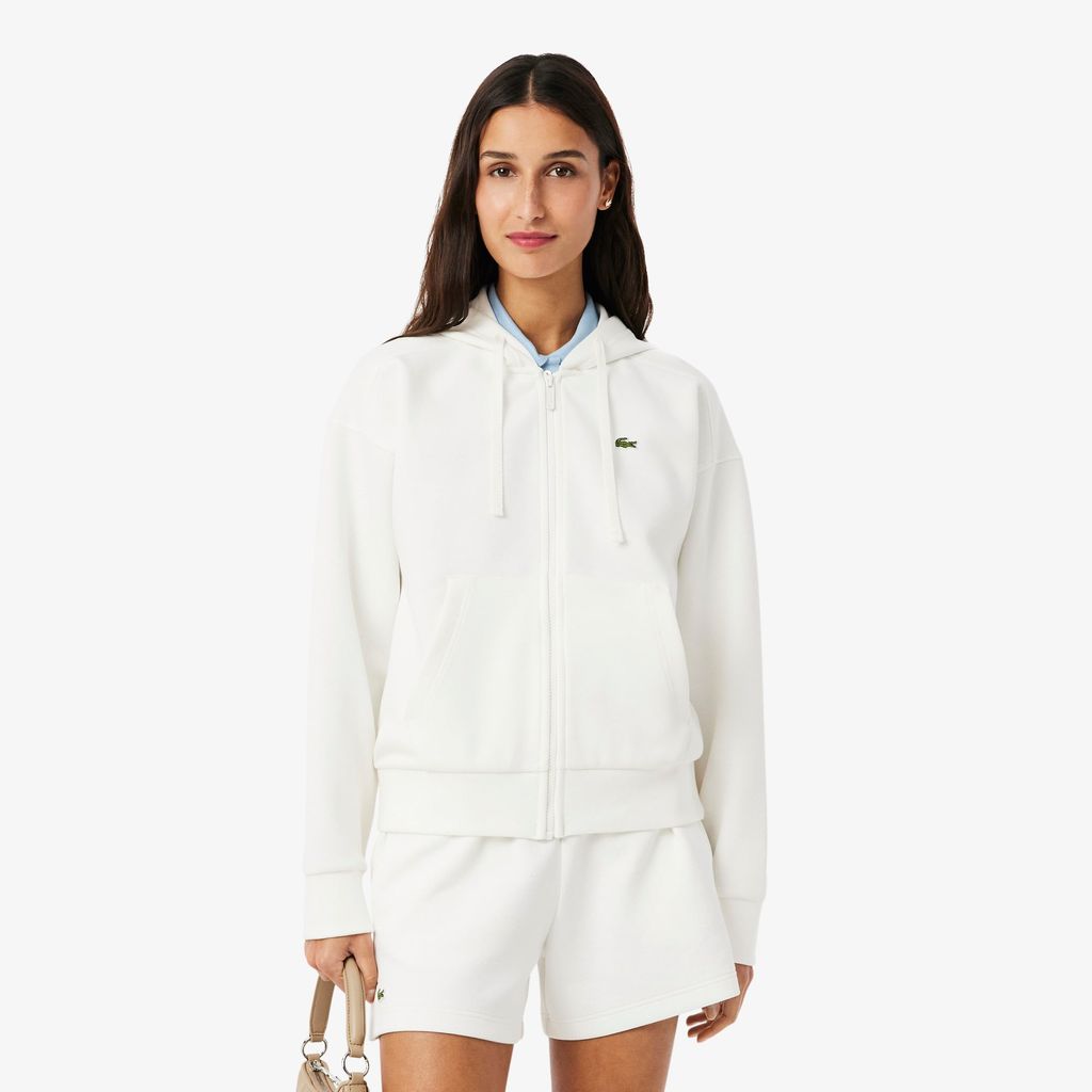 Áo Hoodie Lacoste Nữ Oversize Chất Liệu Piqué Có Khóa Kéo