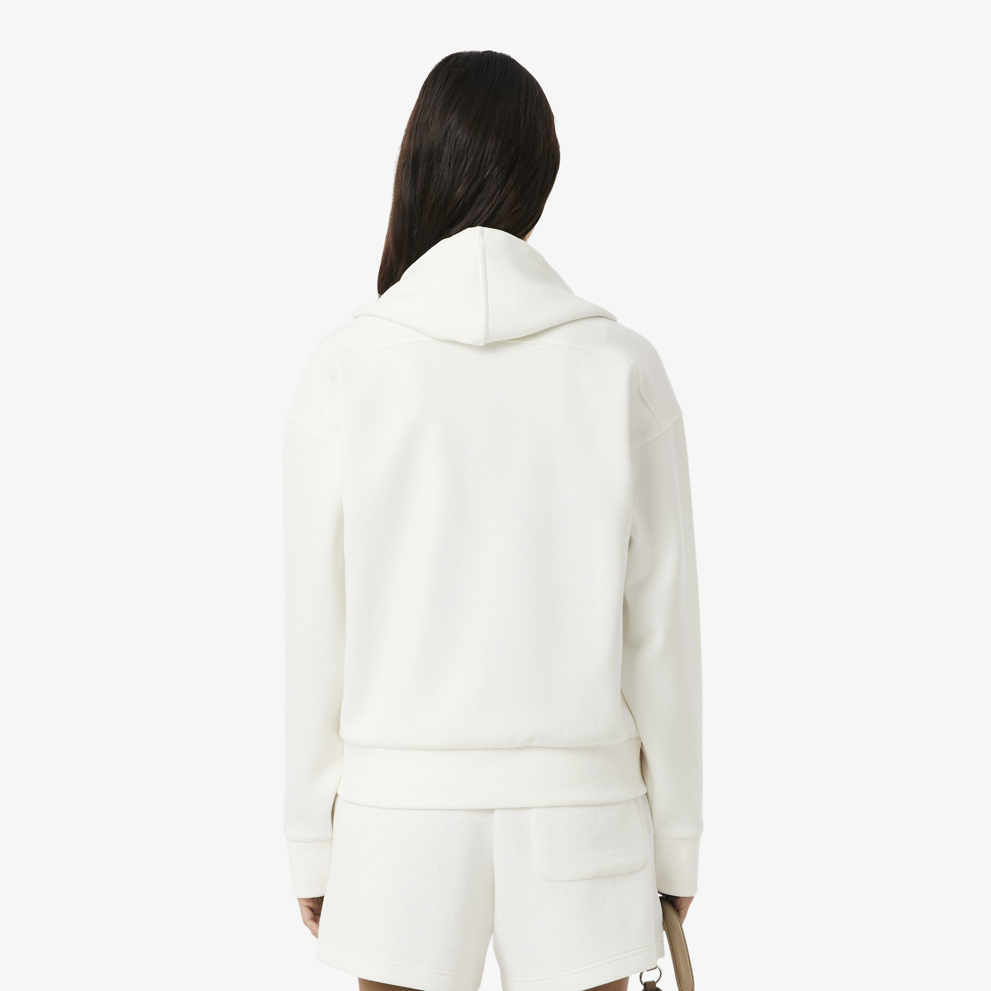 Áo Hoodie Lacoste Nữ Oversize Chất Liệu Piqué Có Khóa Kéo