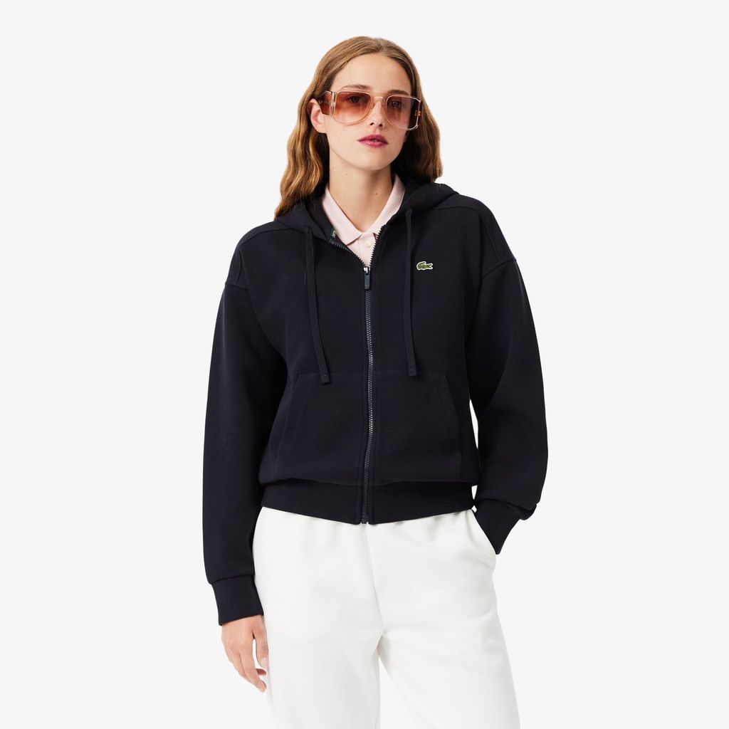 Áo Hoodie Lacoste Nữ Oversize Chất Liệu Piqué Có Khóa Kéo