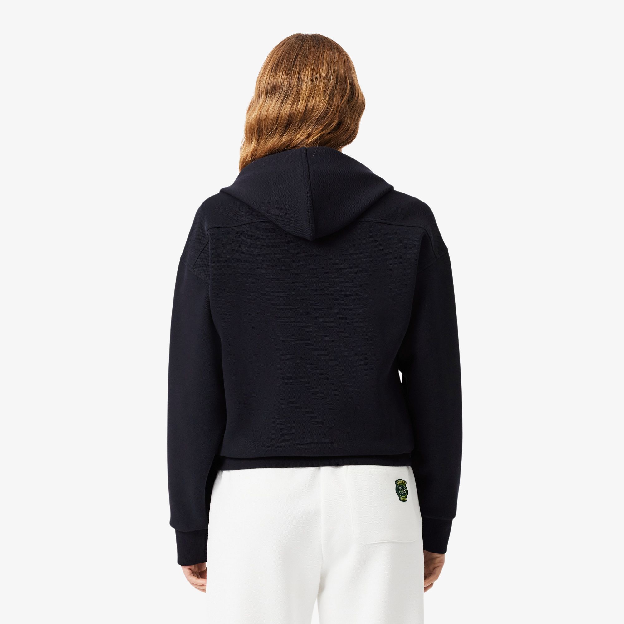 Áo Hoodie Lacoste Nữ Oversize Chất Liệu Piqué Có Khóa Kéo
