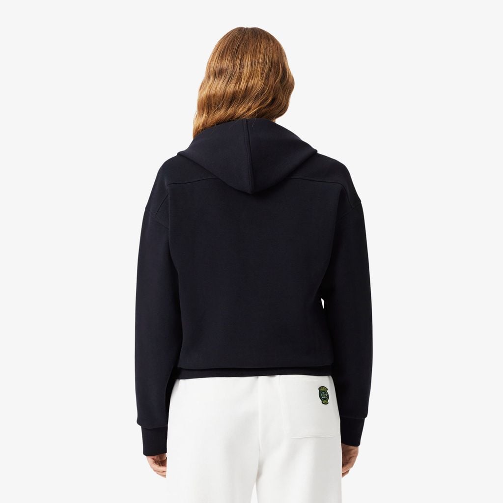 Áo Hoodie Lacoste Nữ Oversize Chất Liệu Piqué Có Khóa Kéo