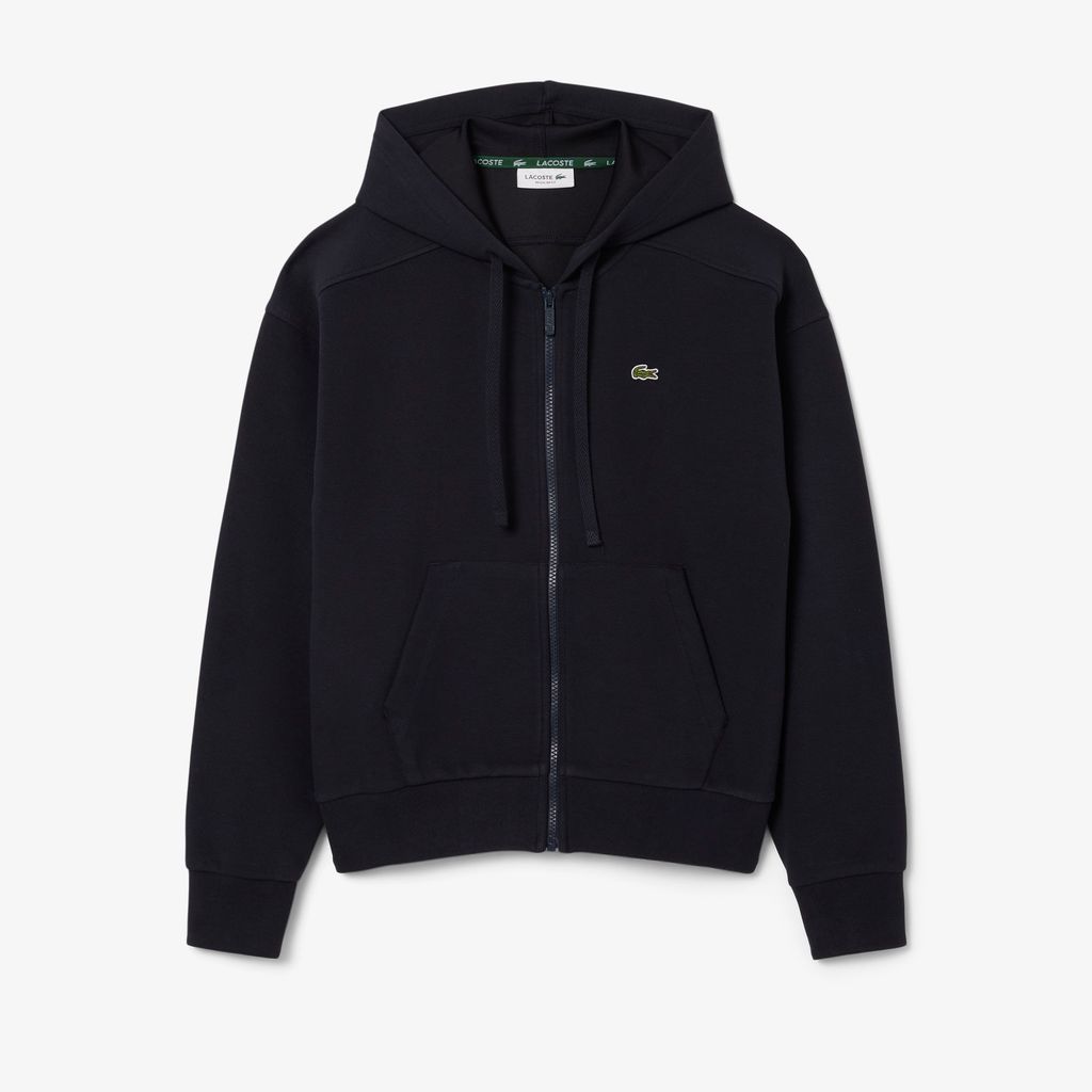 Áo Hoodie Lacoste Nữ Oversize Chất Liệu Piqué Có Khóa Kéo