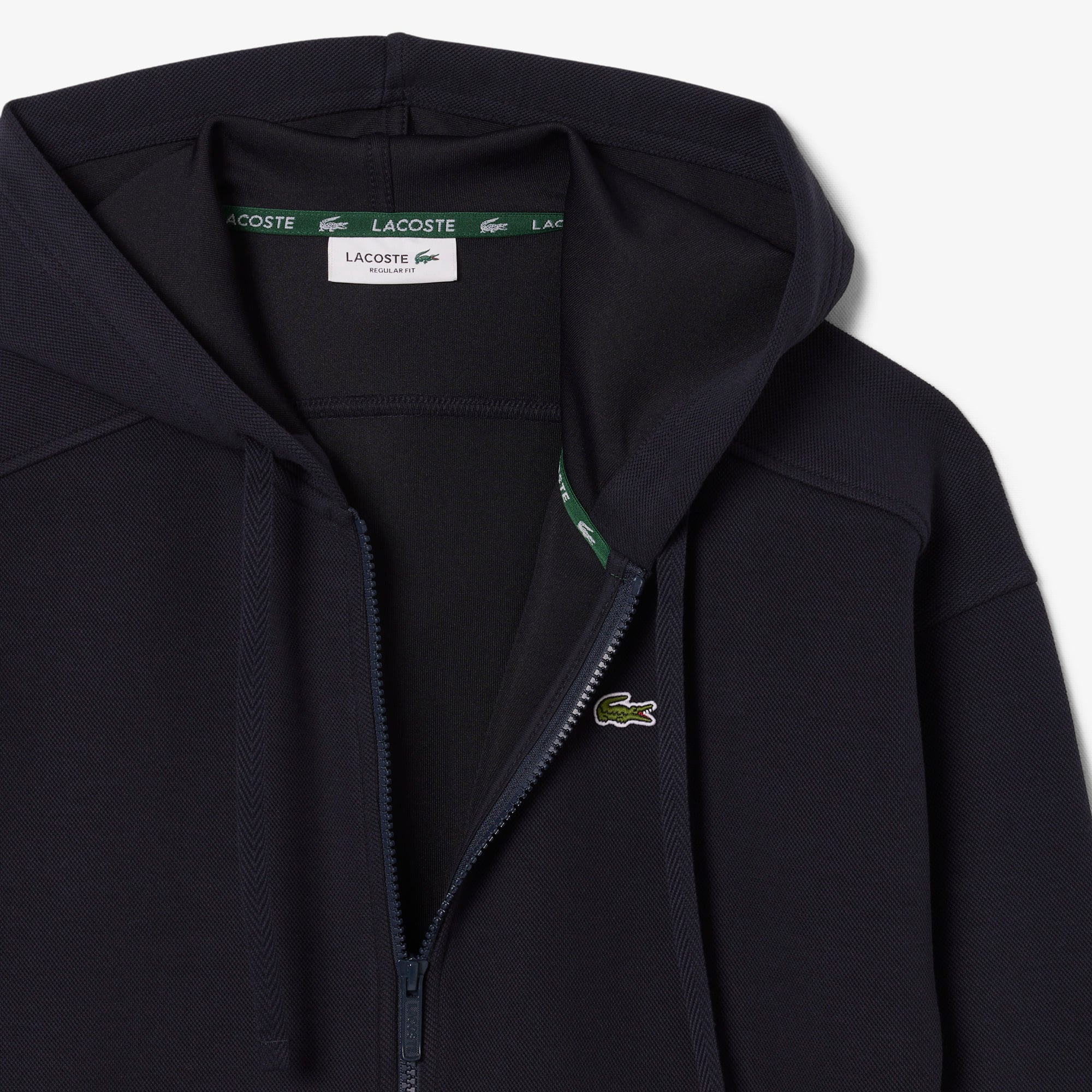 Áo Hoodie Lacoste Nữ Oversize Chất Liệu Piqué Có Khóa Kéo