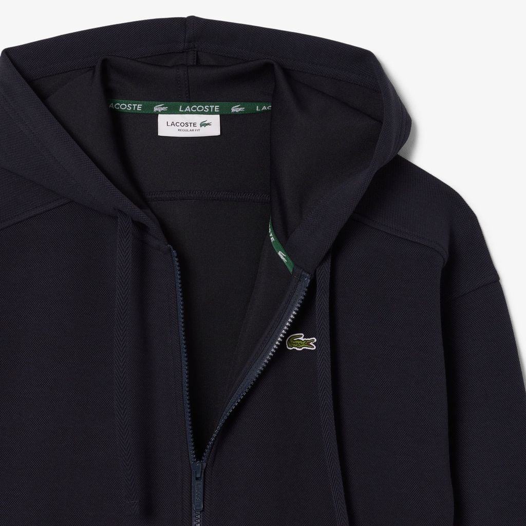 Áo Hoodie Lacoste Nữ Oversize Chất Liệu Piqué Có Khóa Kéo