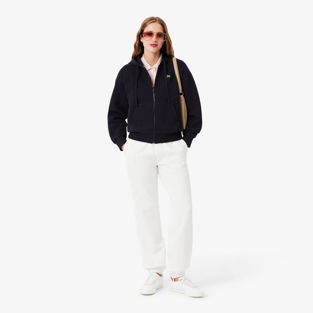 Áo Hoodie Lacoste Nữ Oversize Chất Liệu Piqué Có Khóa Kéo