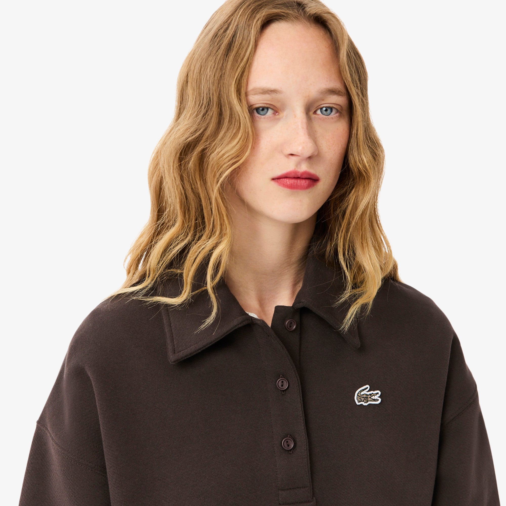Áo Nỉ Polo Lacoste Nữ Cổ Polo Oversize