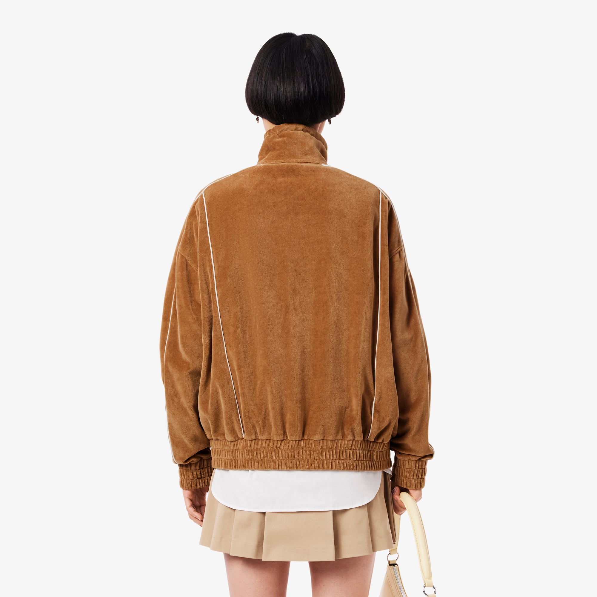 Áo Nỉ Lacoste Nữ Nhung Có Khóa Kéo Oversize