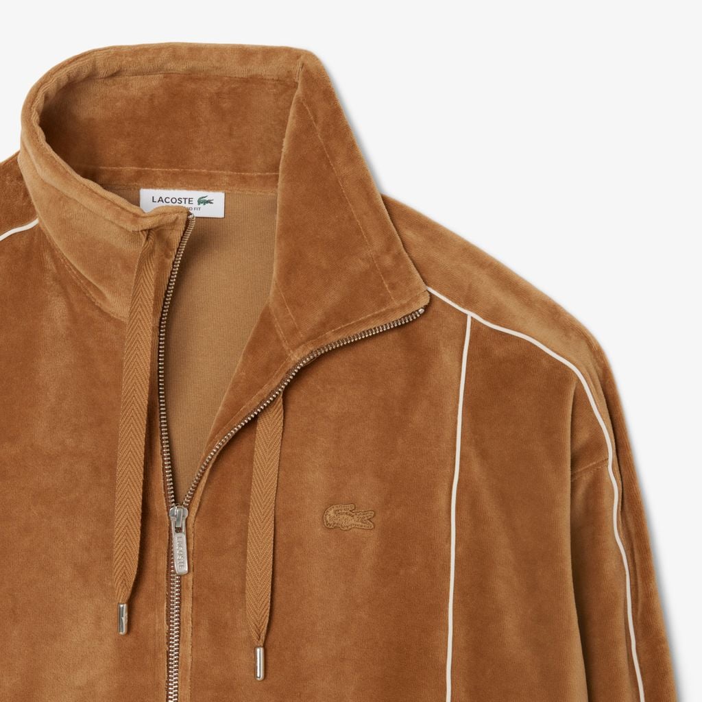 Áo Nỉ Lacoste Nữ Nhung Có Khóa Kéo Oversize