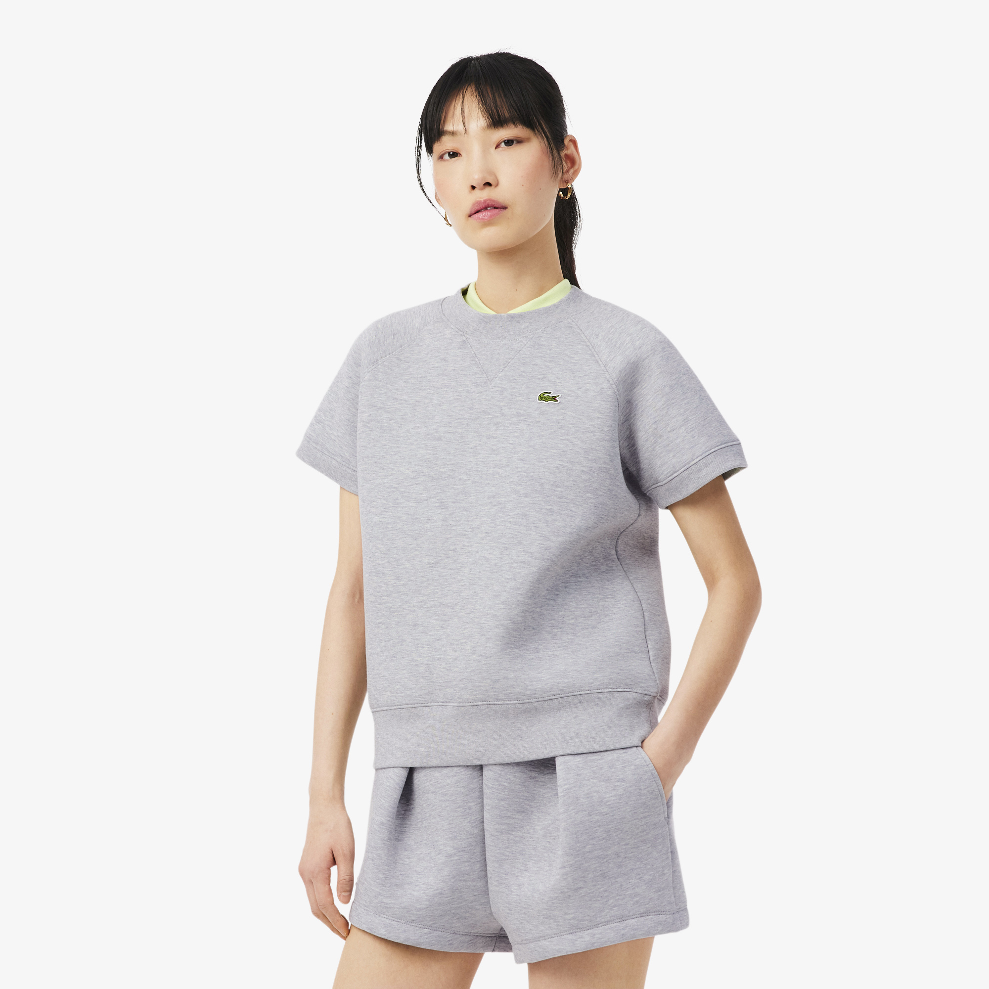 Áo Nỉ Lacoste Nữ Dáng Suông Tay Ngắn