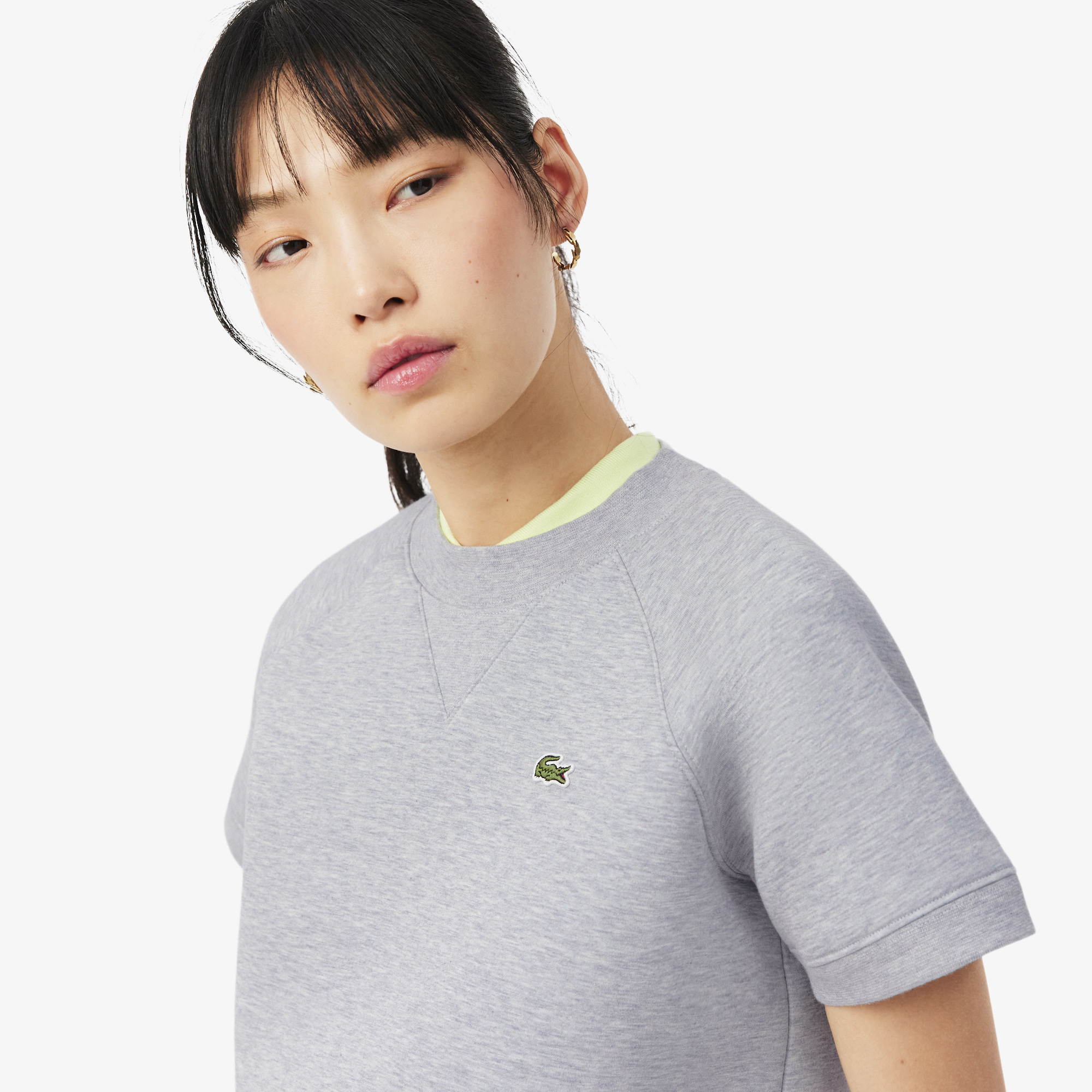 Áo Nỉ Lacoste Nữ Dáng Suông Tay Ngắn