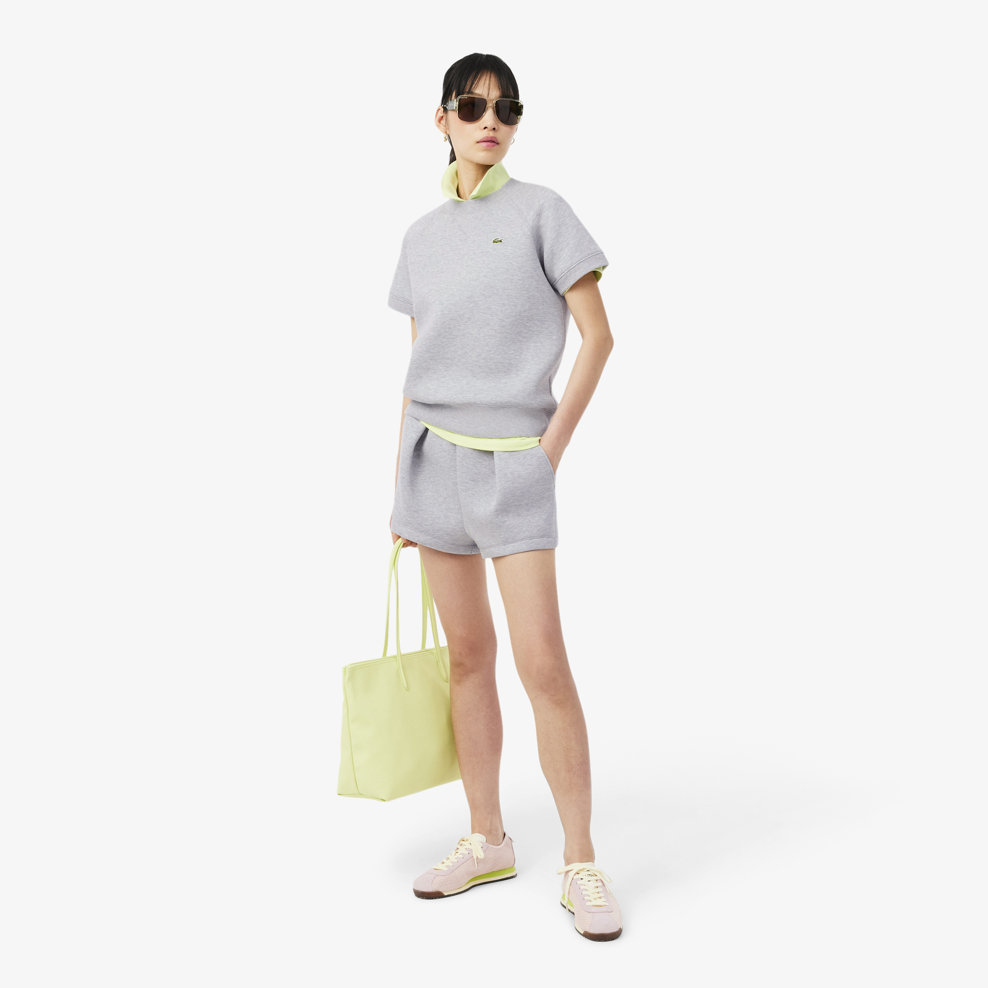 Áo Nỉ Lacoste Nữ Dáng Suông Tay Ngắn