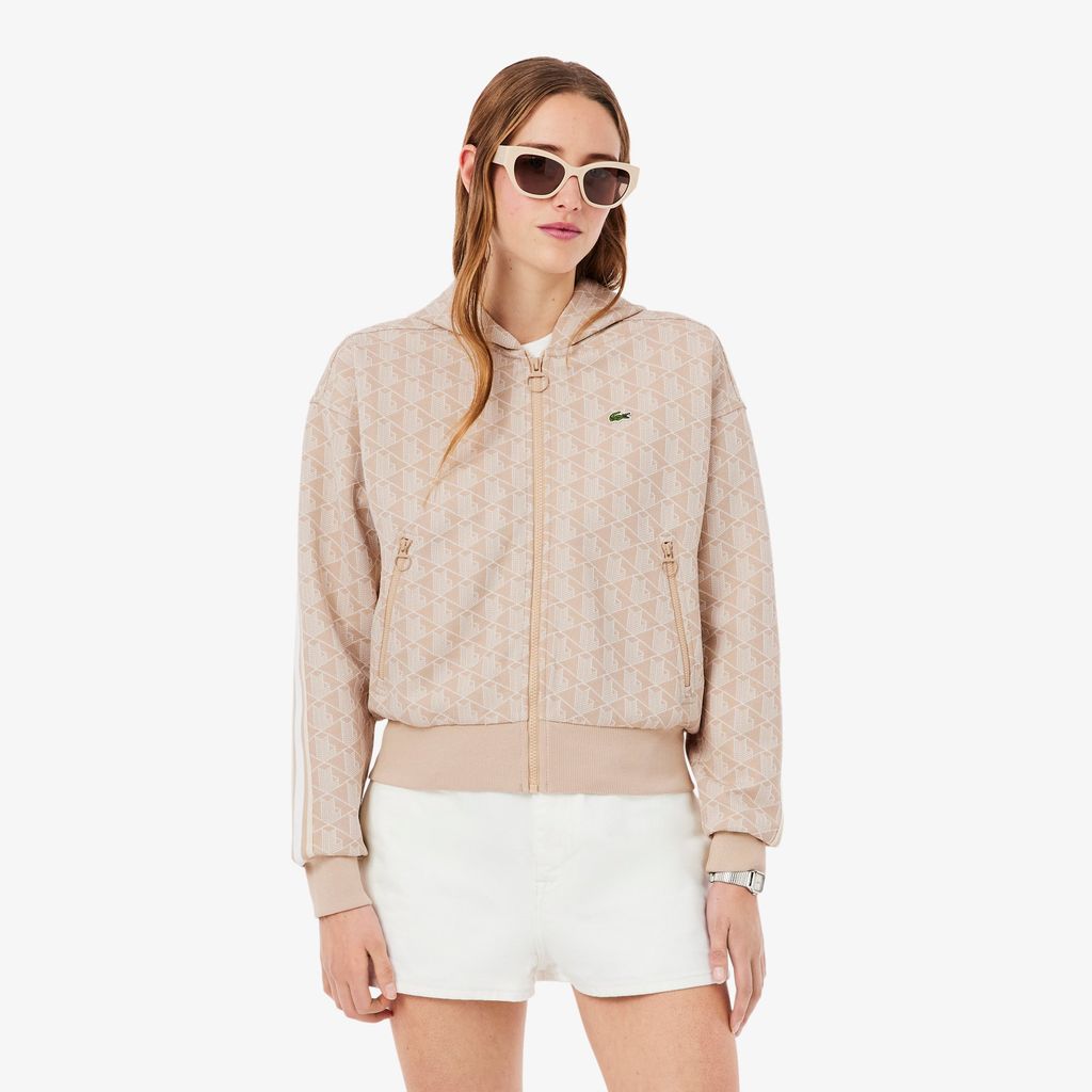 Áo Hoodie Lacoste Nữ Hoạ Tiết Monogram Chất Liệu Jacquard