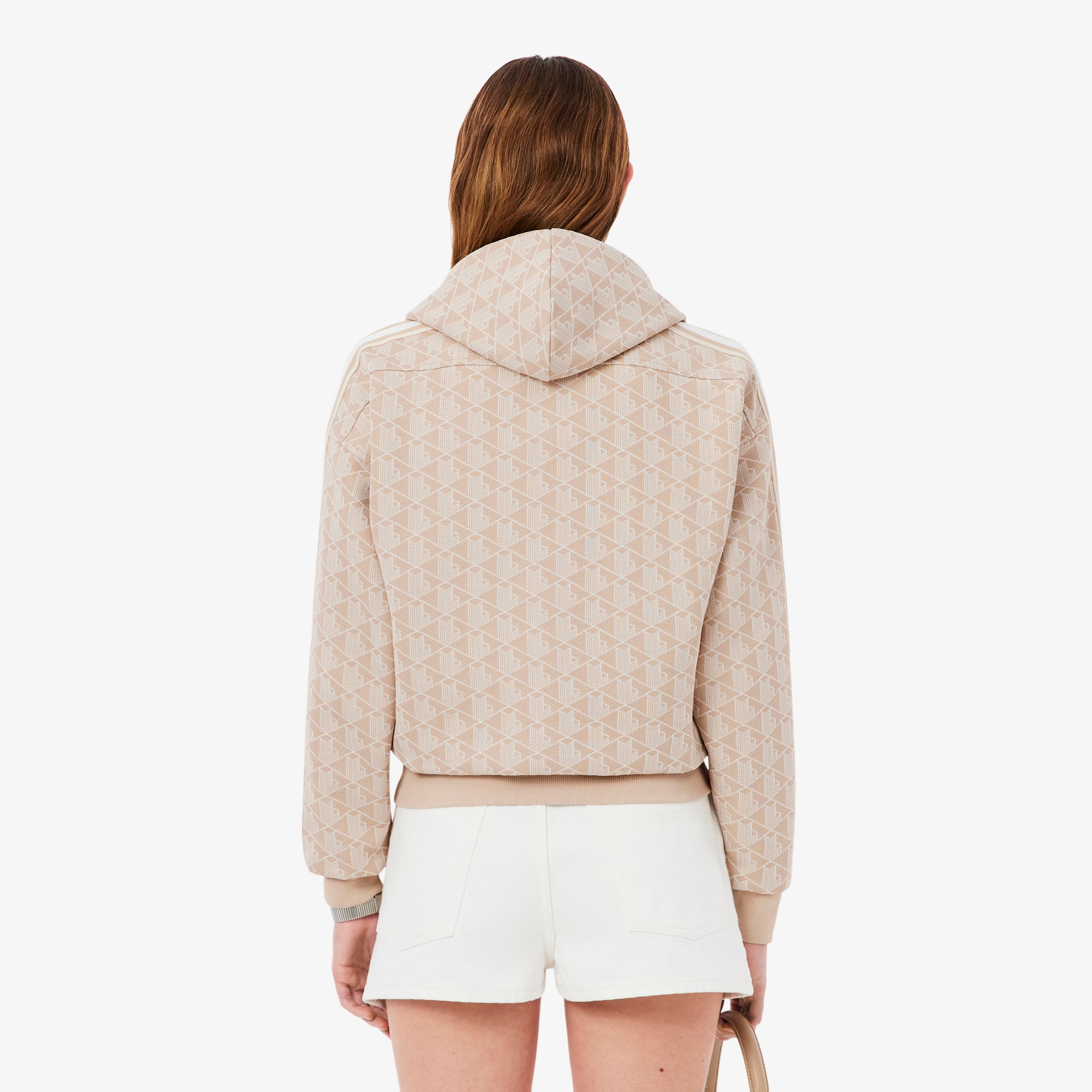 Áo Hoodie Lacoste Nữ Hoạ Tiết Monogram Chất Liệu Jacquard