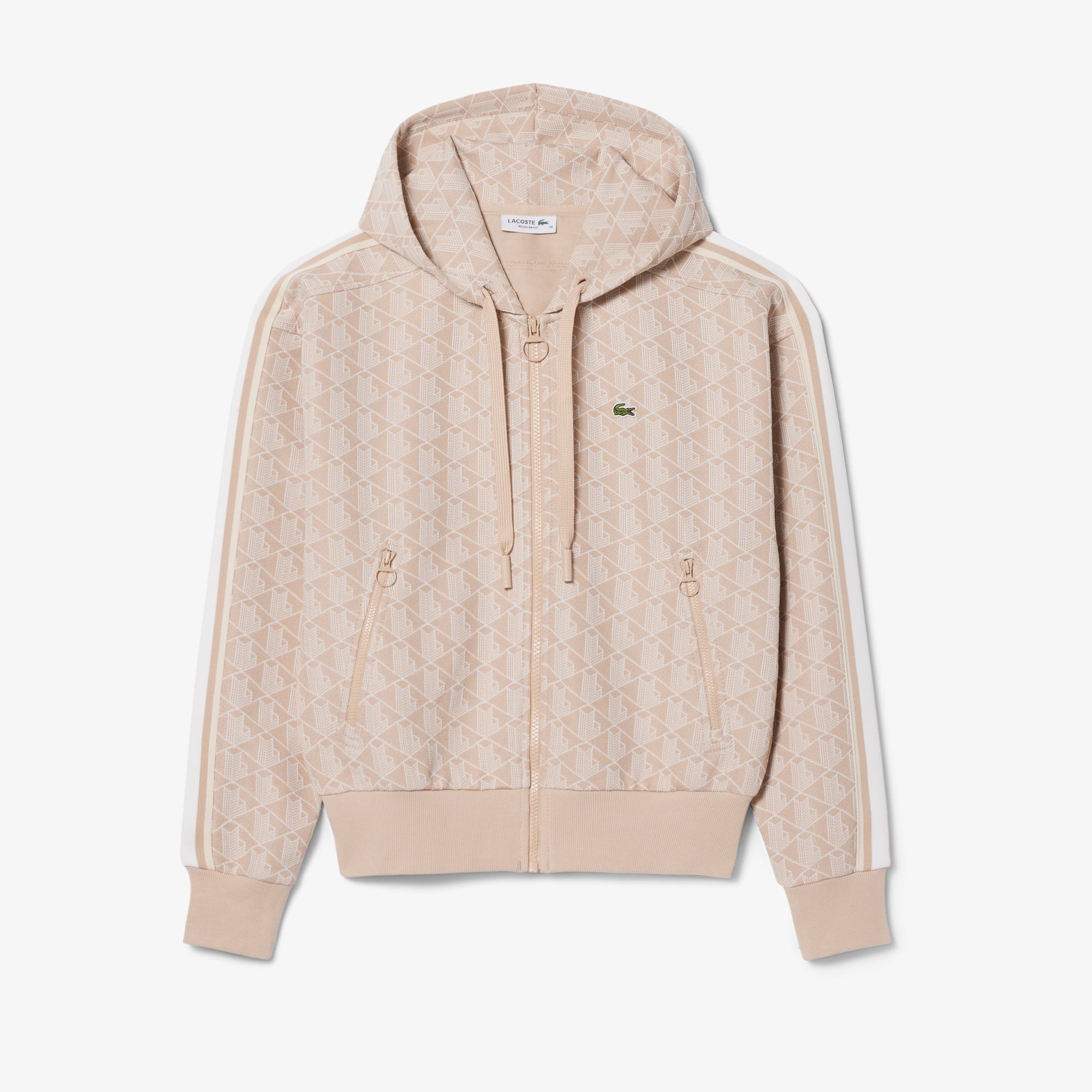 Áo Hoodie Lacoste Nữ Hoạ Tiết Monogram Chất Liệu Jacquard